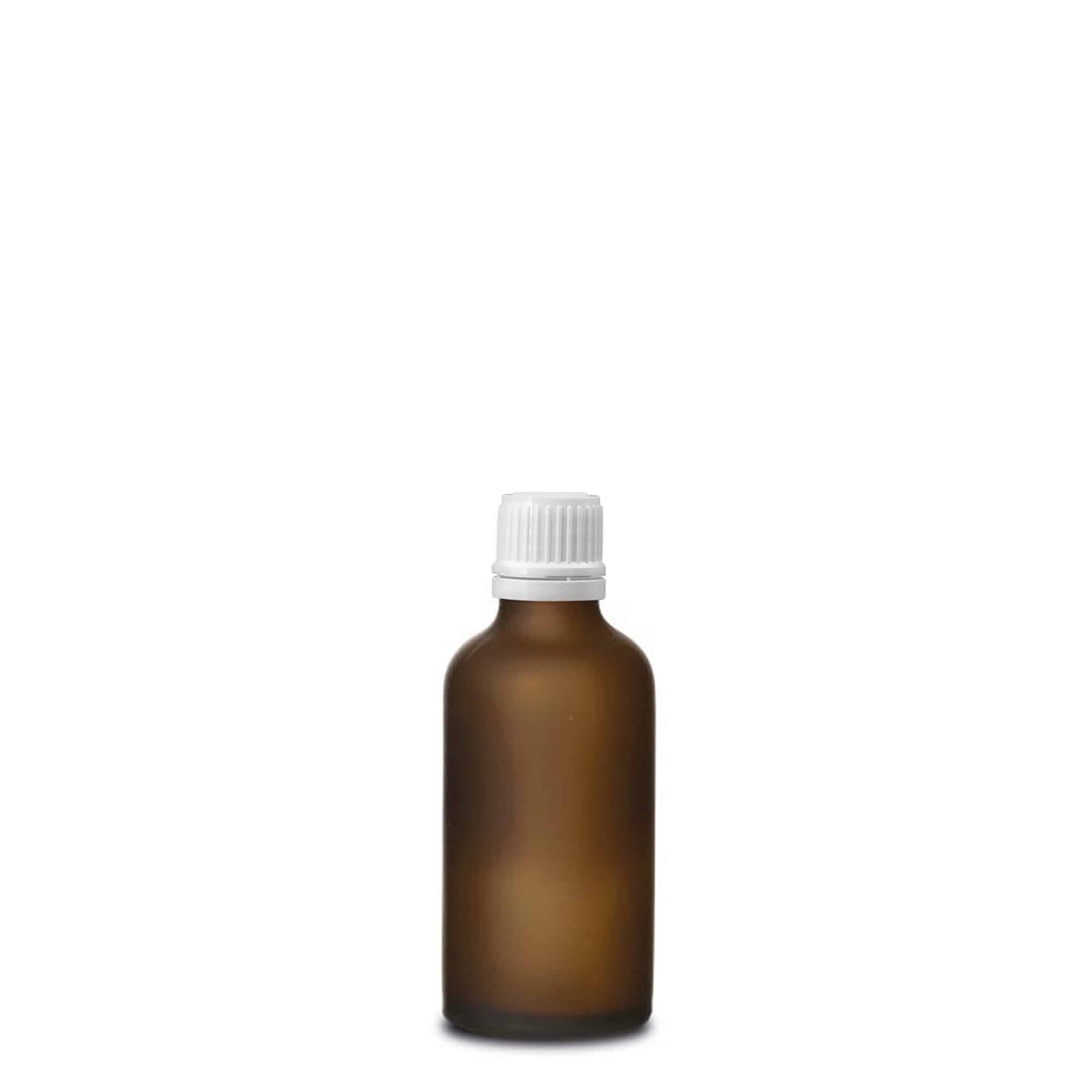 50 ml bottiglia medicinale, vetro, marrone satinato, bocca: DIN 18
