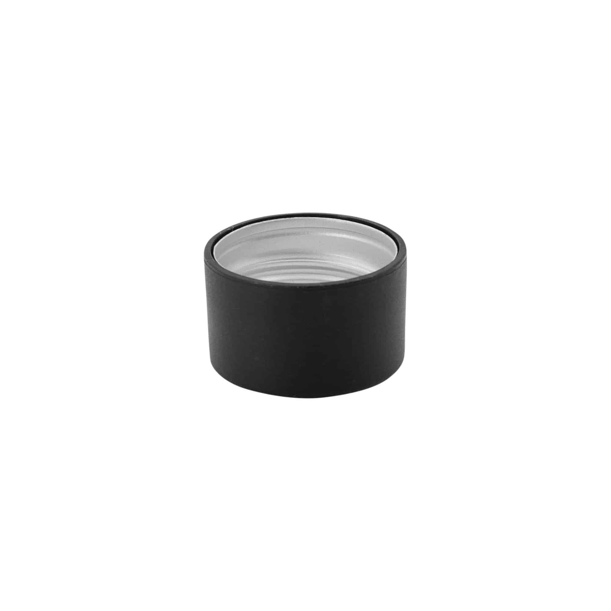 Chiusura a vite, metallo-plastica, nera, per bocca: PP 28