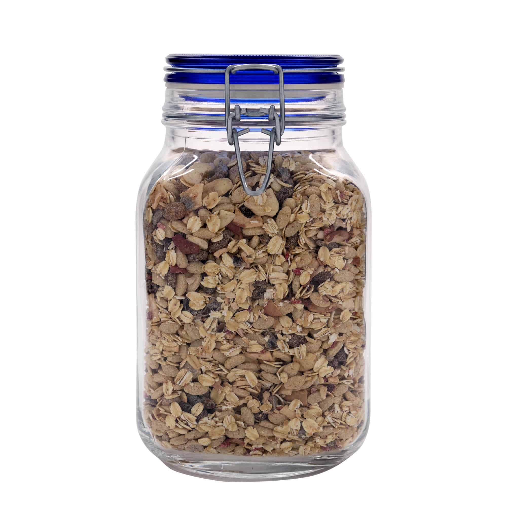 Barattolo con chiusura a filo 'Fido' da 2.000 ml, tappo blu, quadrato, apertura: chiusura a filo Barattolo con chiusura a filo 'Fido' da 2.000 ml, tappo blu, quadrato, apertura: chiusura a filo