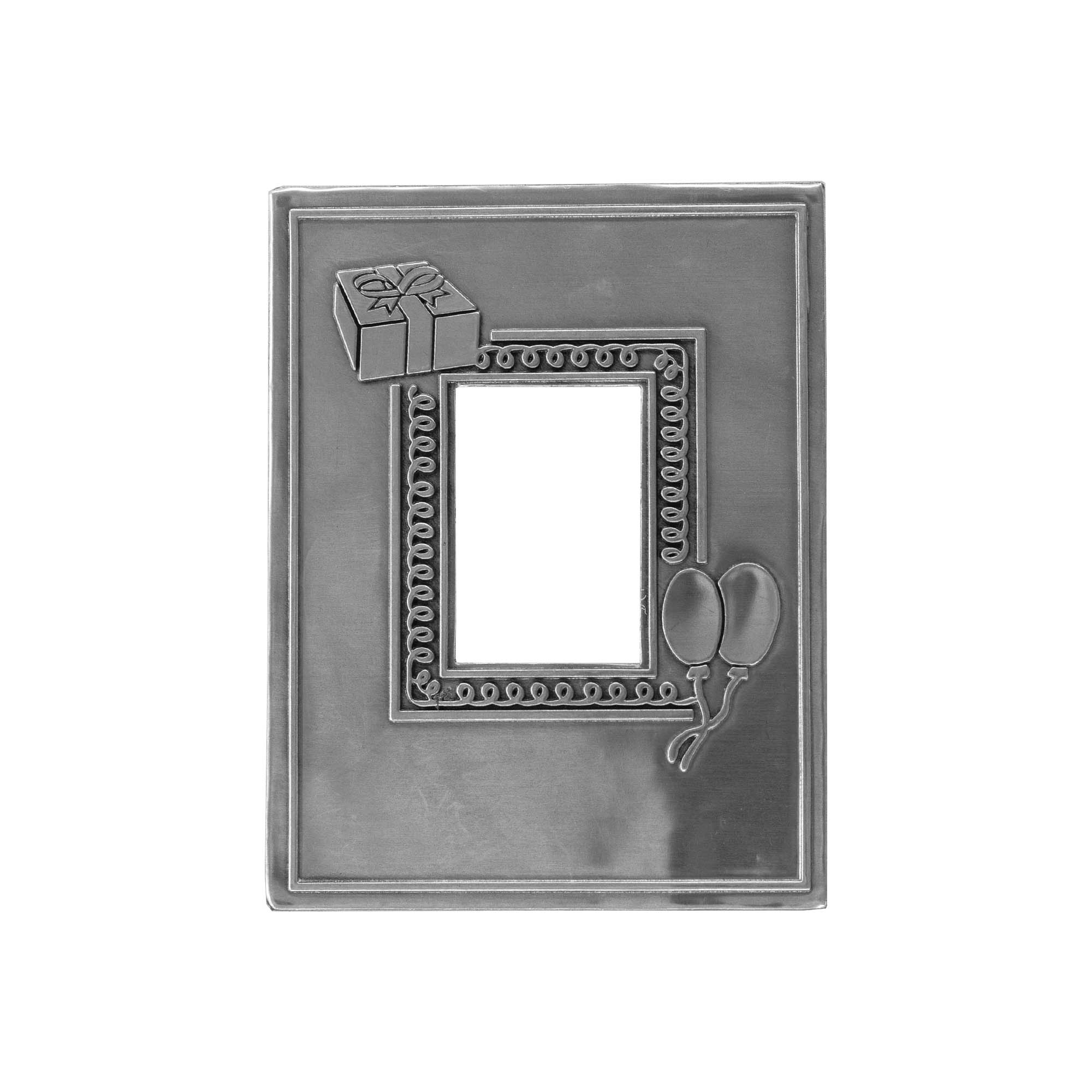 Etichetta metallica 'Foto', rettangolare, stagno, argento
