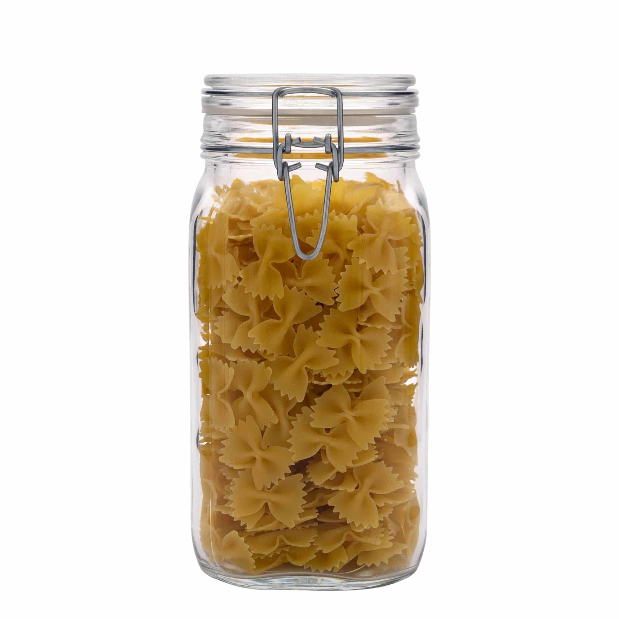Barattolo in vetro con chiusura a filo 'Fido', quadrato, capacità 1.500 ml, apertura: chiusura a filo