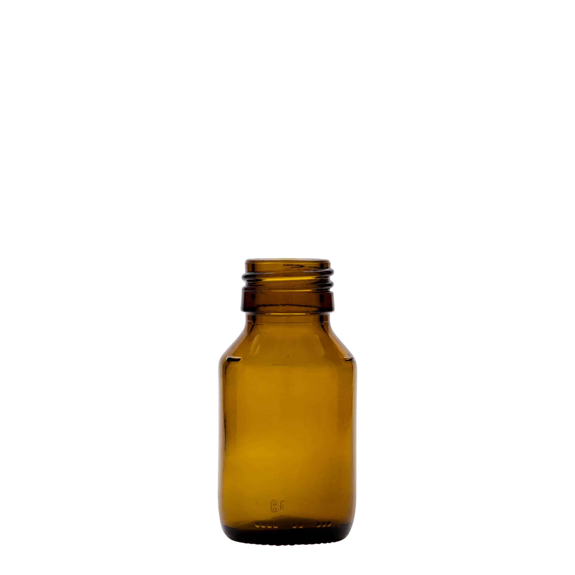 50 ml bottiglia medicinale, marrone, vetro, bocca: PP 28