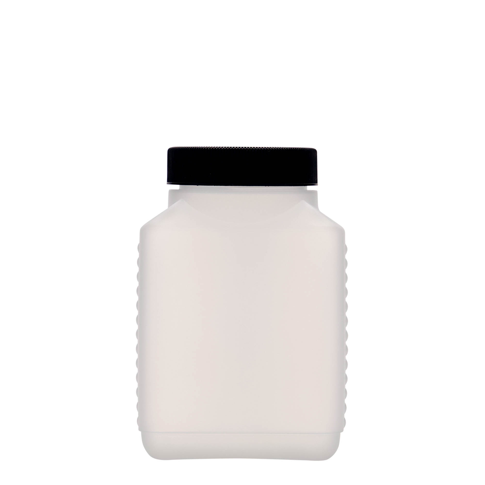 500 ml bottiglia a collo largo, rettangolare, plastica HDPE, naturale, bocca: DIN 60 EPE 500 ml bottiglia a collo largo, rettangolare, plastica HDPE, naturale, bocca: DIN 60 EPE