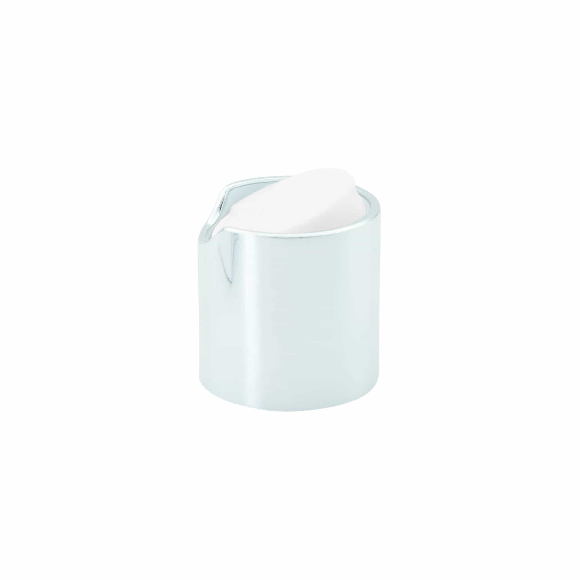 Tappo a vite Disc Top, plastica PP, argento, per bocca: 24/410