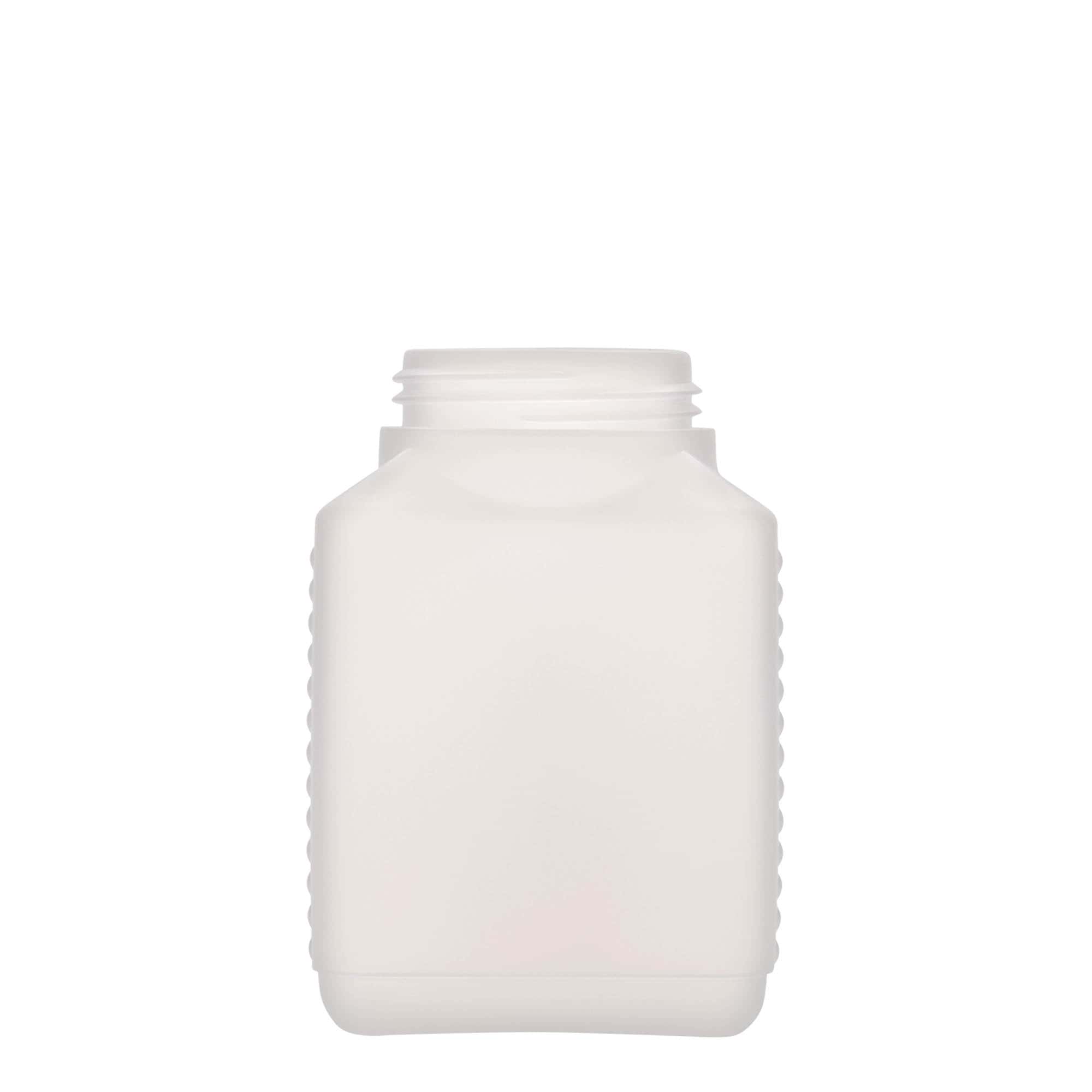 500 ml bottiglia a collo largo, rettangolare, plastica HDPE, naturale, bocca: DIN 60 EPE 500 ml bottiglia a collo largo, rettangolare, plastica HDPE, naturale, bocca: DIN 60 EPE