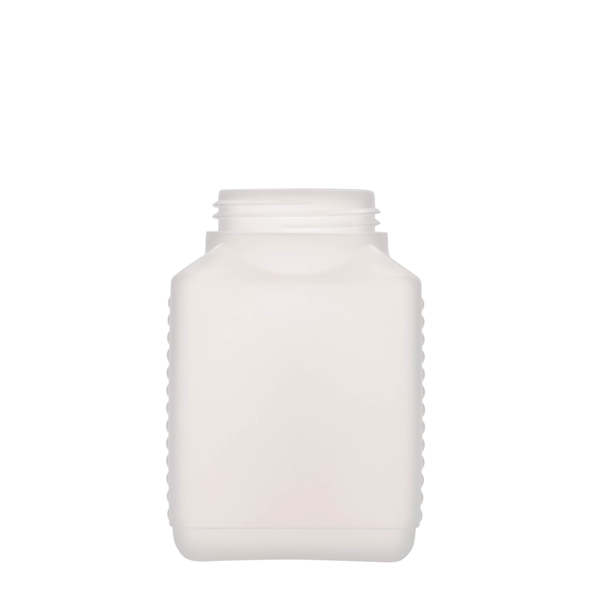 500 ml bottiglia a collo largo, rettangolare, plastica HDPE, naturale, bocca: DIN 60 EPE 500 ml bottiglia a collo largo, rettangolare, plastica HDPE, naturale, bocca: DIN 60 EPE