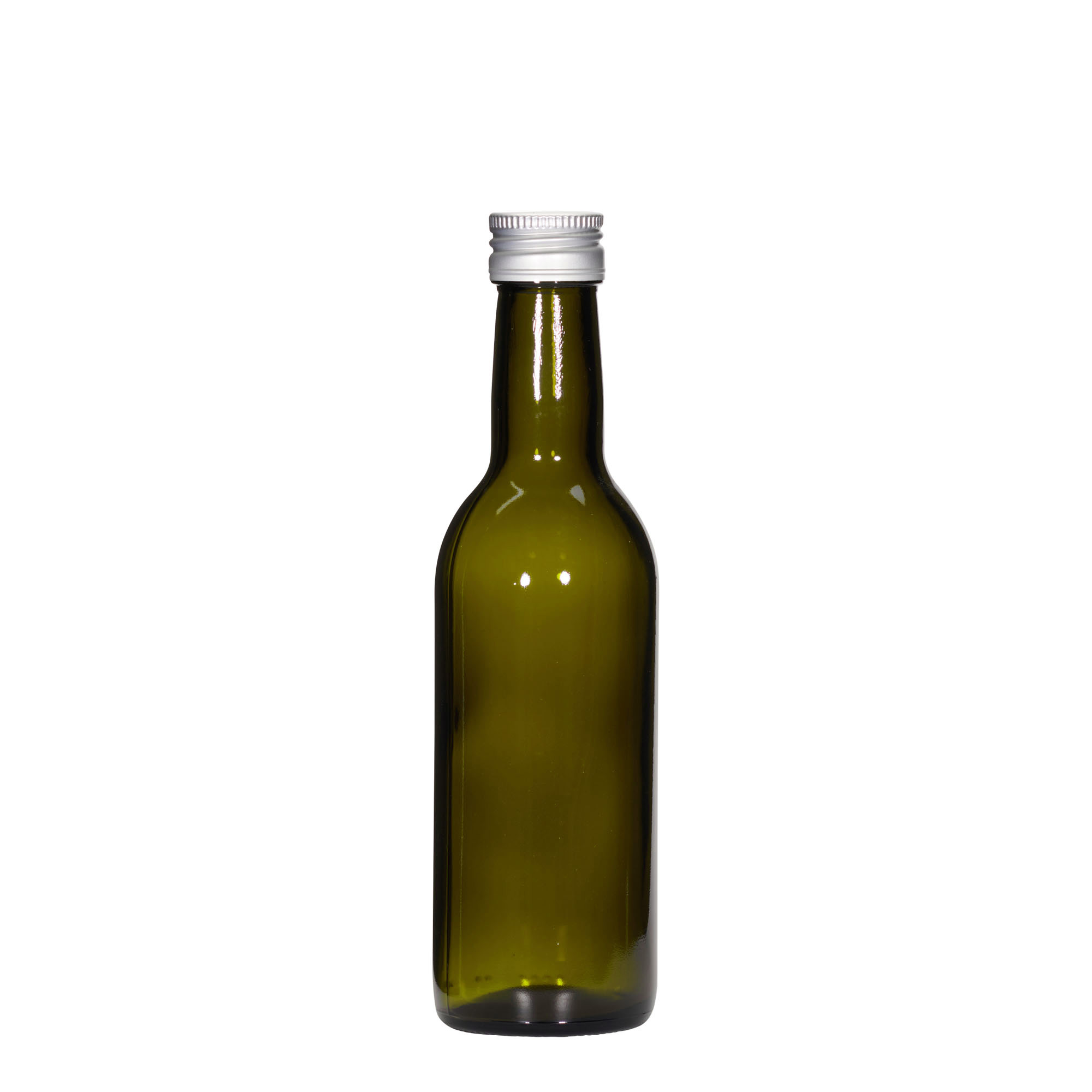 Bottiglia di vetro da 250 ml 'Bordeaux', verde antico, bocca: PP 28 Bottiglia di vetro da 250 ml 'Bordeaux', verde antico, bocca: PP 28