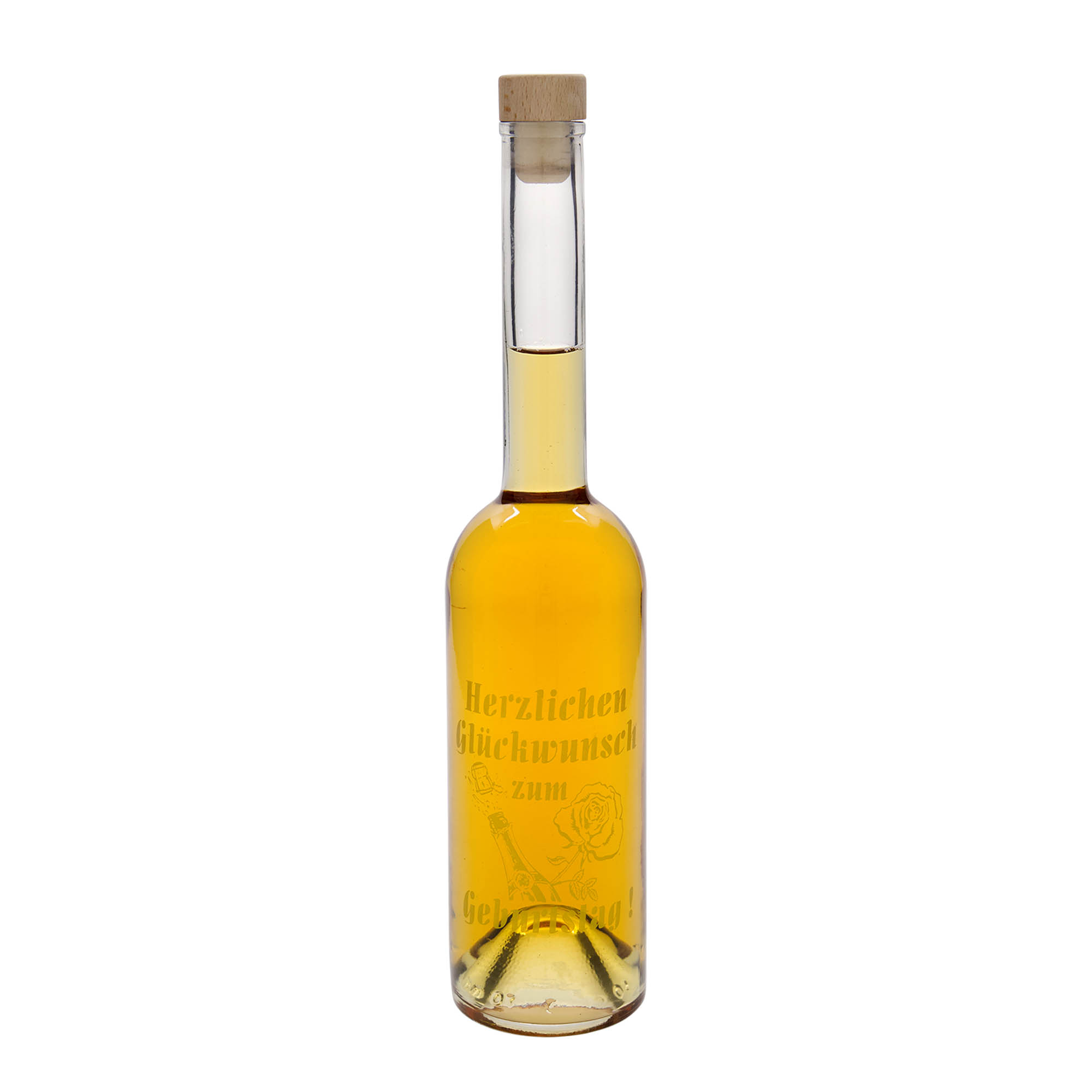 Bottiglia di vetro da 500 ml 'Opera', motivo: Mela, bocca: Sughero Bottiglia di vetro da 500 ml 'Opera', motivo: Mela, bocca: Sughero
