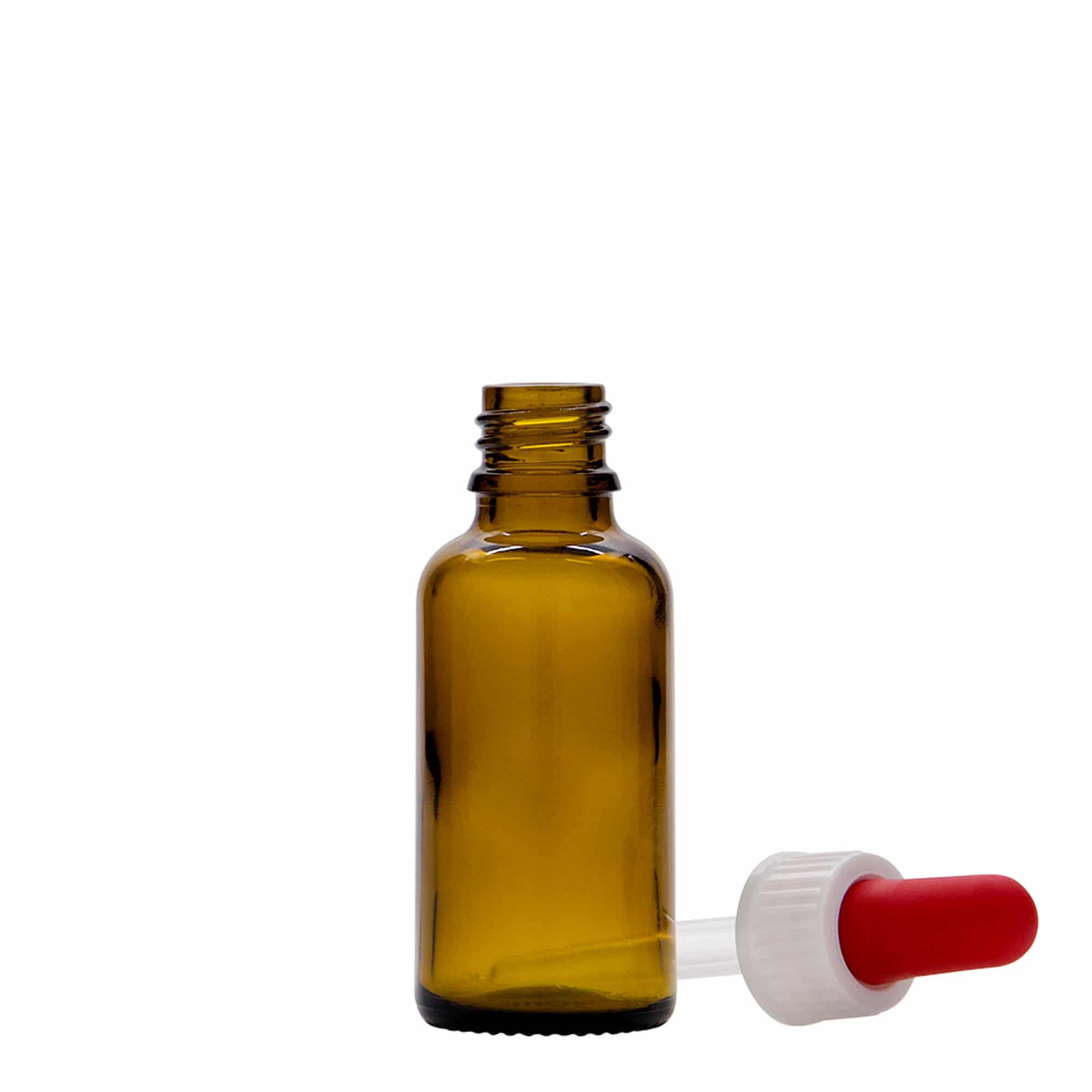 30 ml flacone con contagocce medicina, vetro, marrone, bocca: DIN 18