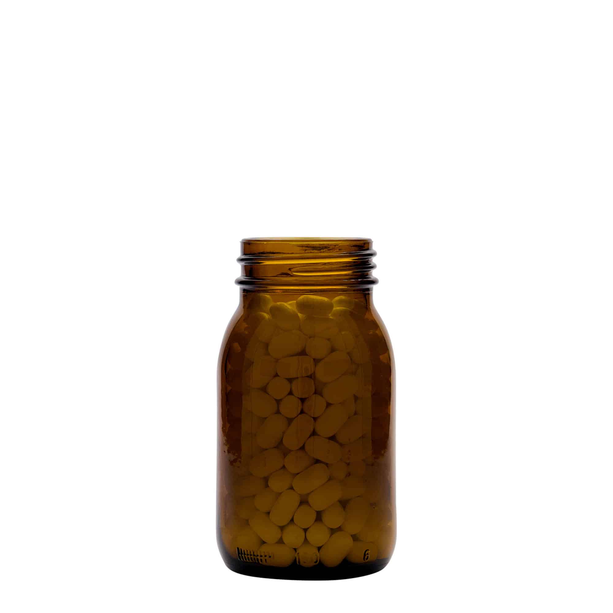 150 ml Vasetto di vetro a bocca larga, marrone, imboccatura: DIN 45
