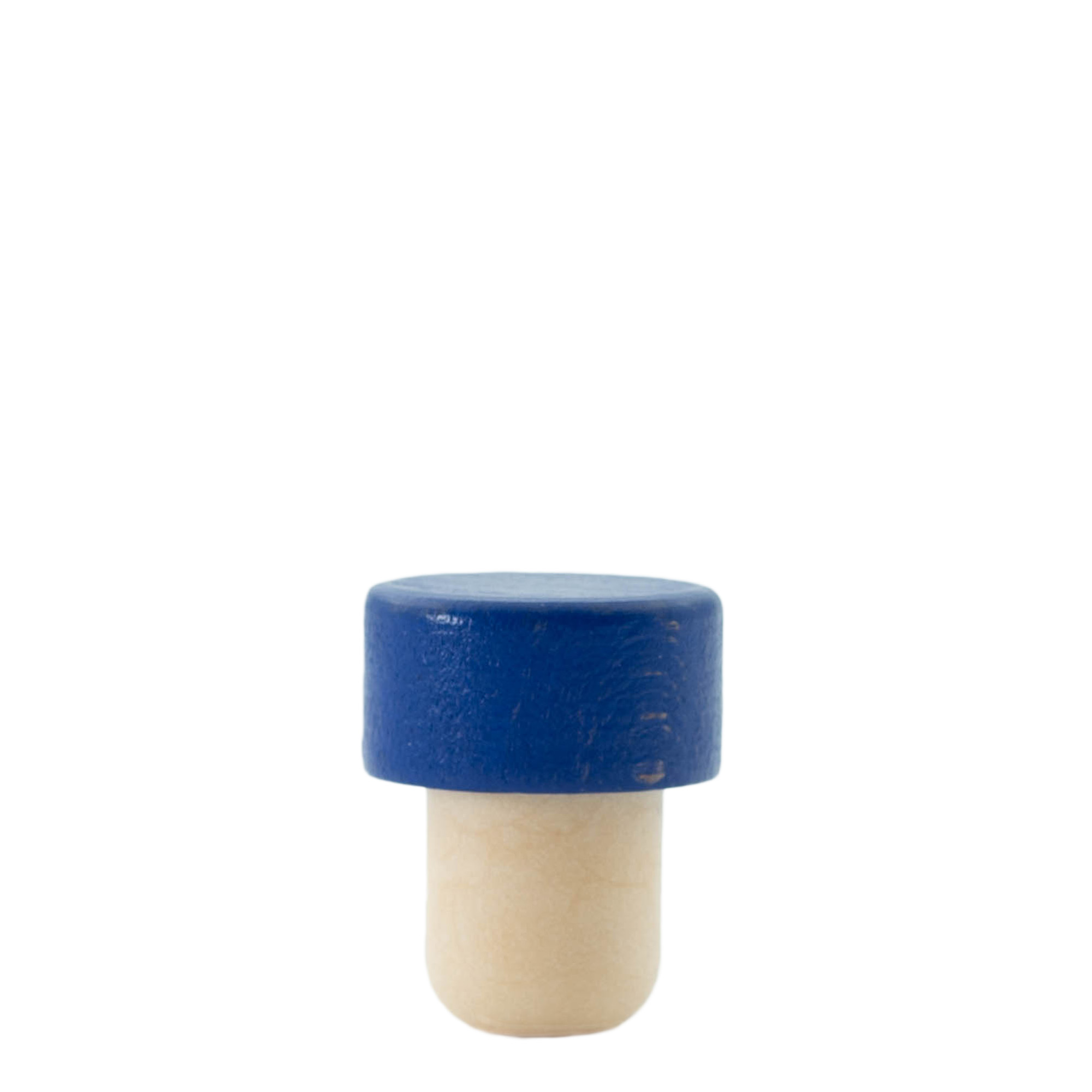 Tappo a manico 19 mm, legno/plastica, blu, per bocca: sughero Tappo a manico 19 mm, legno/plastica, blu, per bocca: sughero