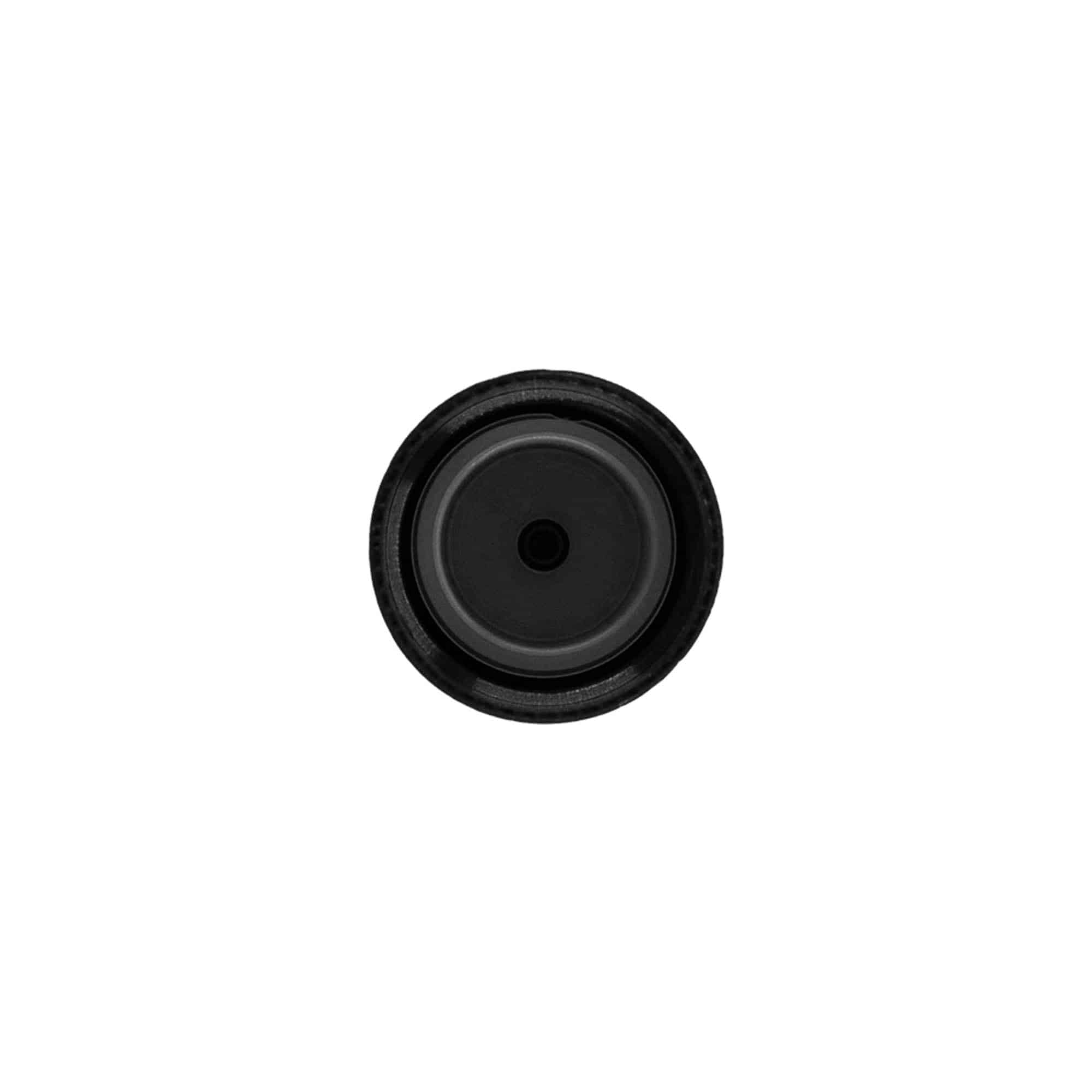 Tappo a vite con inserto riduttore dell'orifizio, plastica PP, nero, per imboccatura: 24/410