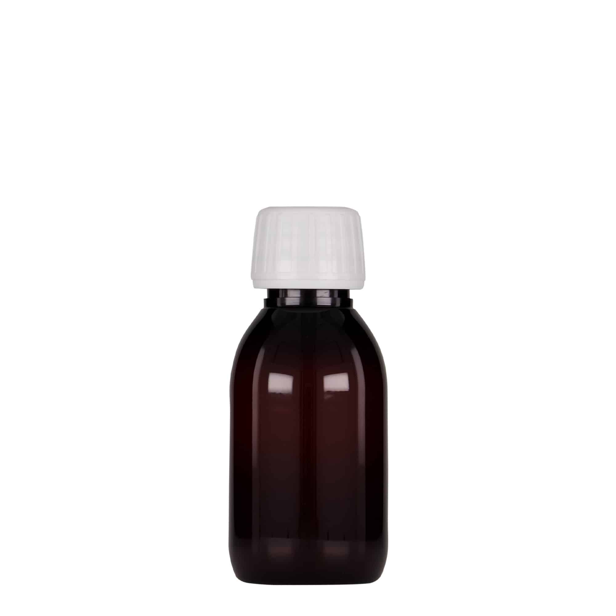 100 ml Flacone farmaceutico PET, marrone, plastica, imboccatura: PP 28