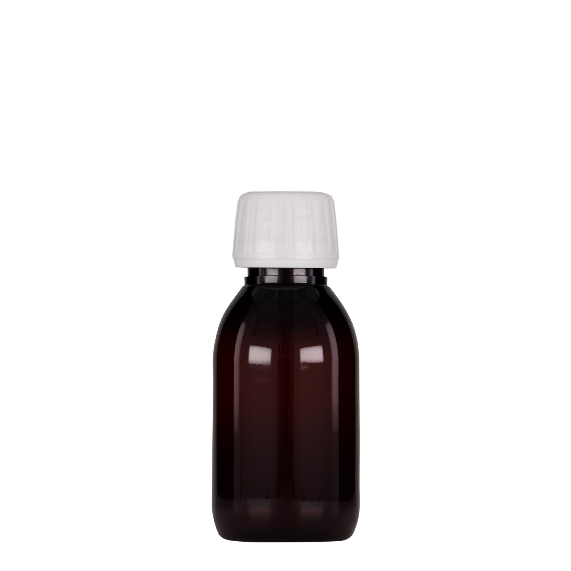 100 ml bottiglia medica in PET, marrone, plastica, bocca: PP 28