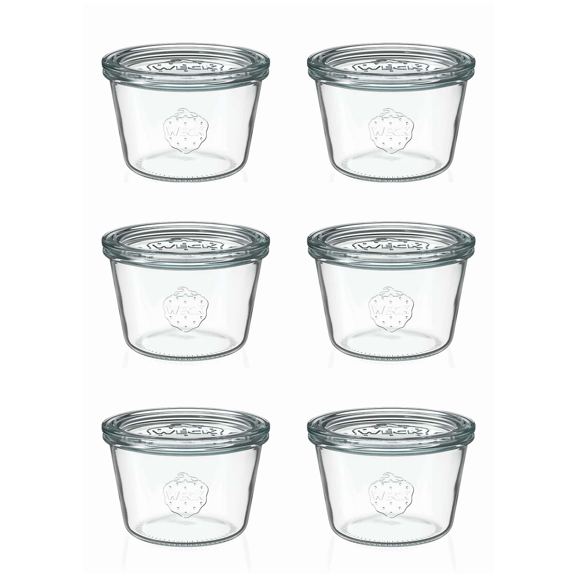 6x 370 ml vaso WECK a bocca larga con coperchio in vetro RR 100