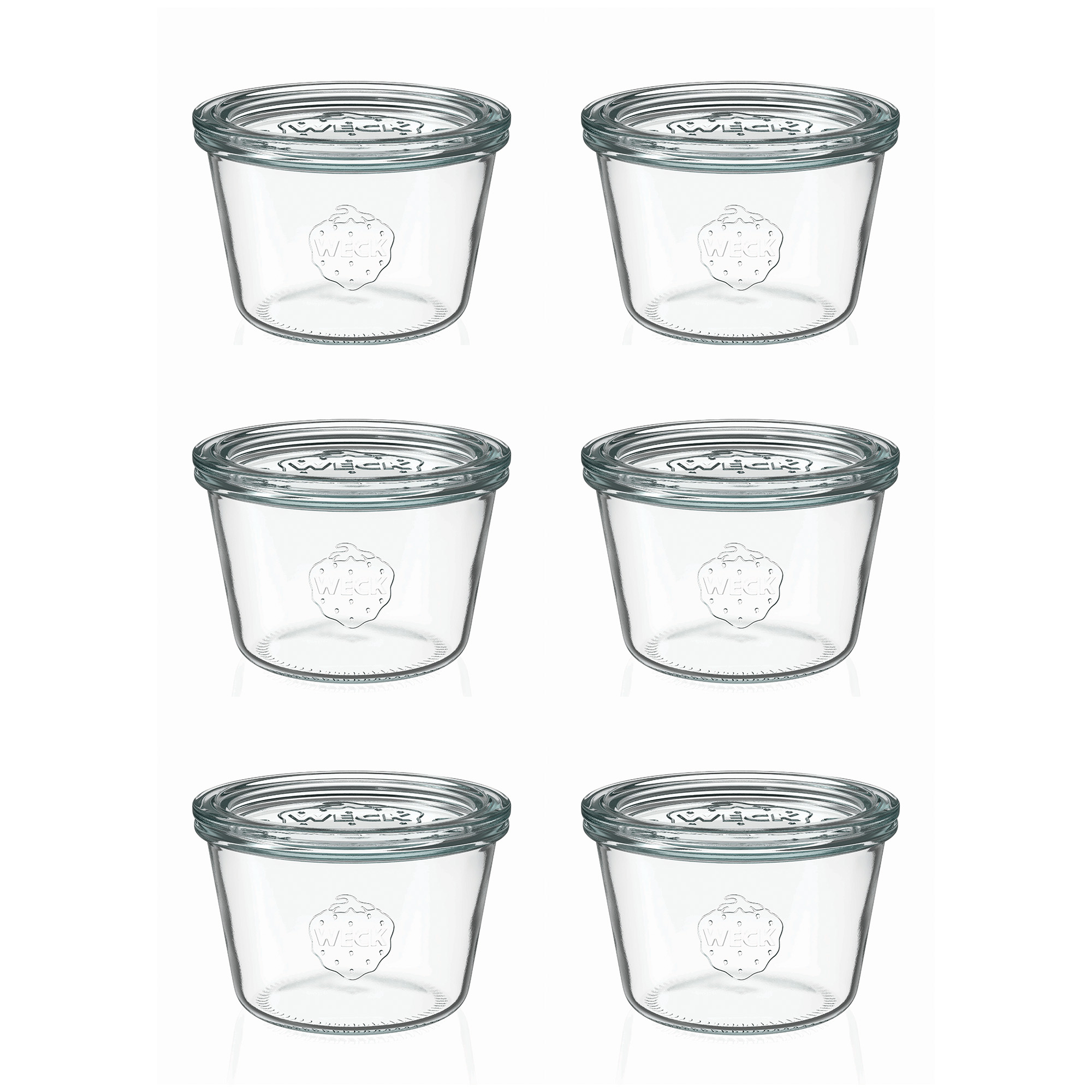 6x 370 ml vaso WECK a bocca larga con coperchio in vetro RR 100