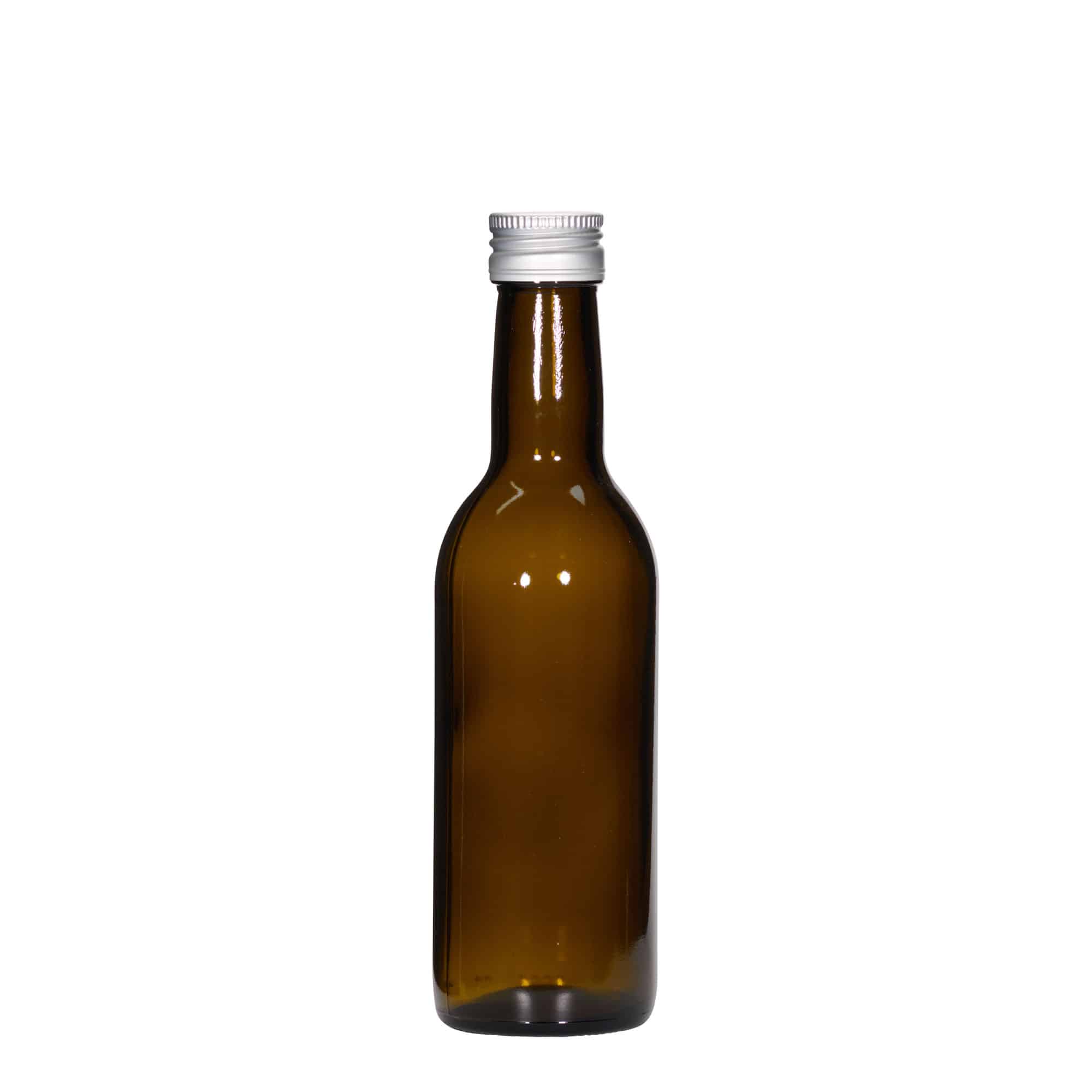 Bottiglia di vetro da 250 ml 'Bordeaux', verde antico, bocca: PP 28