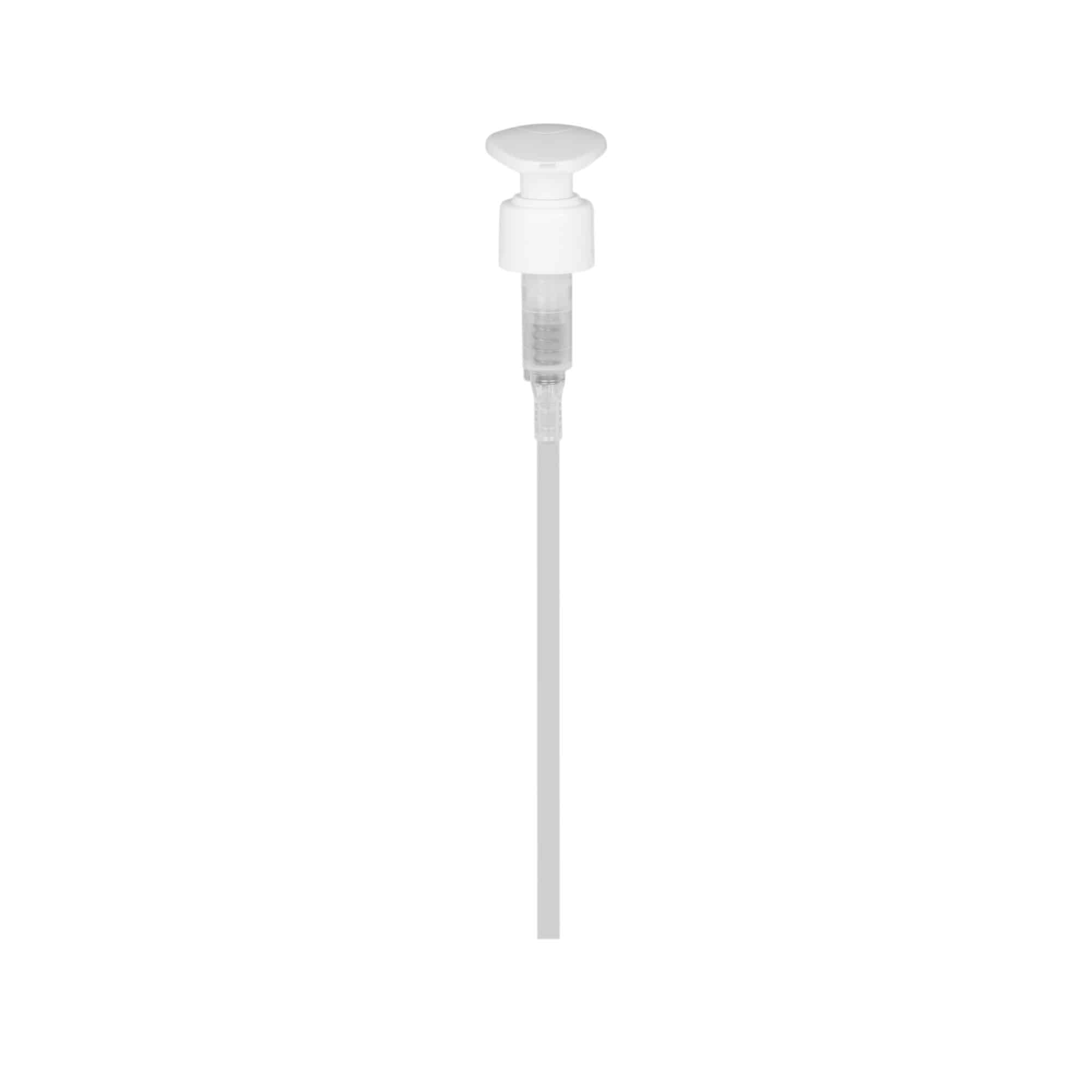 Tappo a vite dispenser a pompa, plastica PP, bianca, per imboccatura: 24/410 Tappo a vite dispenser a pompa, plastica PP, bianca, per imboccatura: 24/410