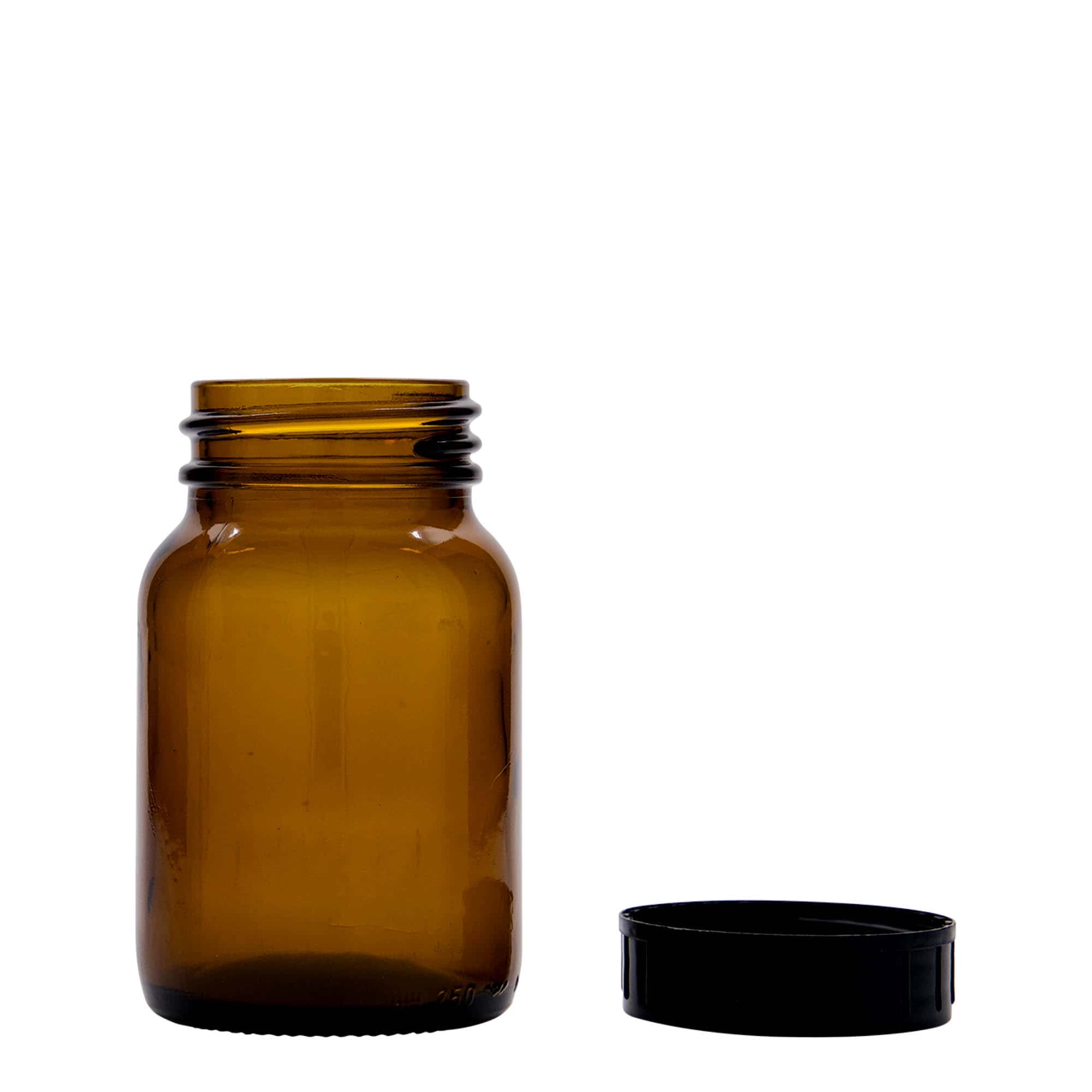 250 ml barattolo a bocca larga, marrone, apertura: DIN 55
