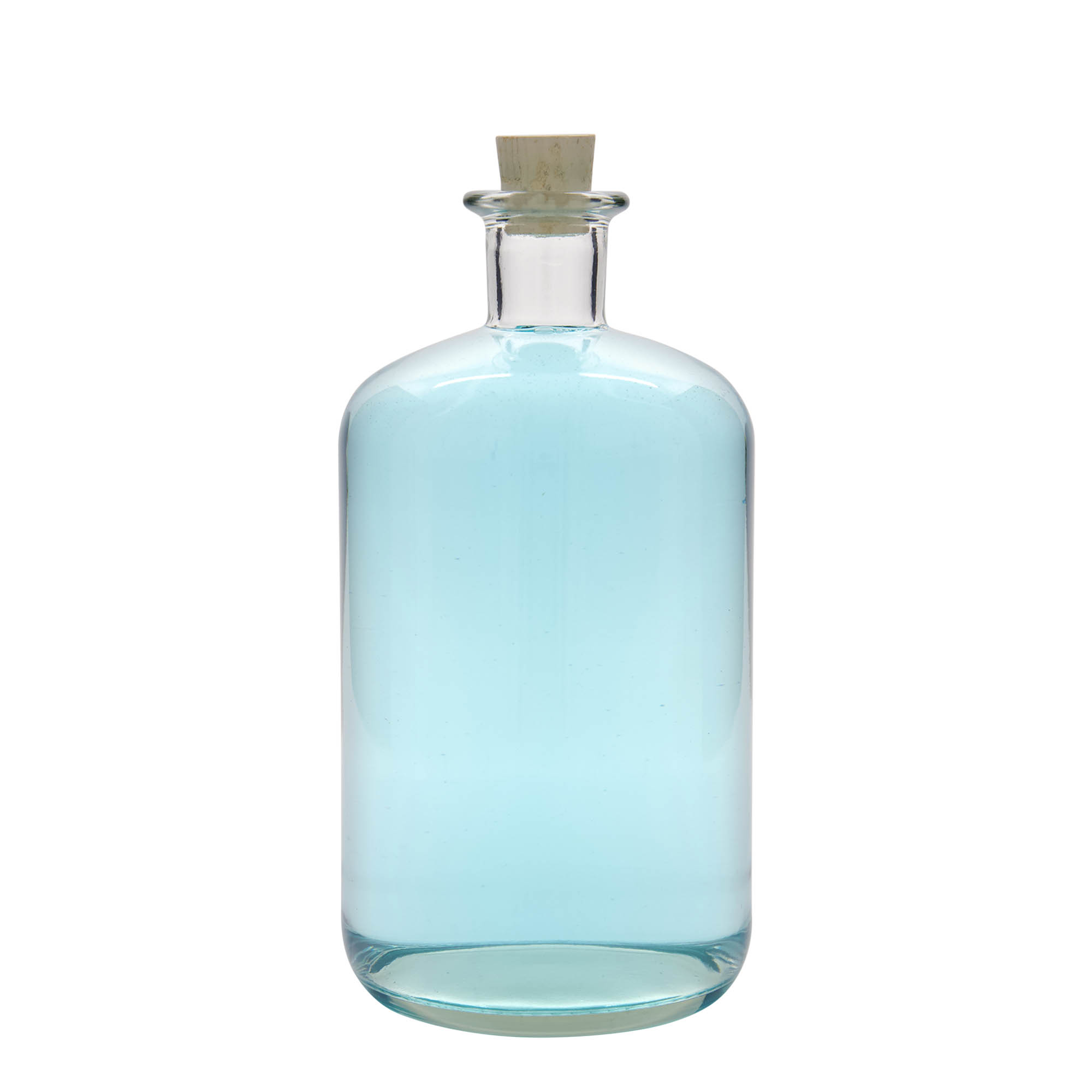 Bottiglia di vetro da 1.500 ml da farmacista, bocca: tappo di sughero Bottiglia di vetro da 1.500 ml da farmacista, bocca: tappo di sughero