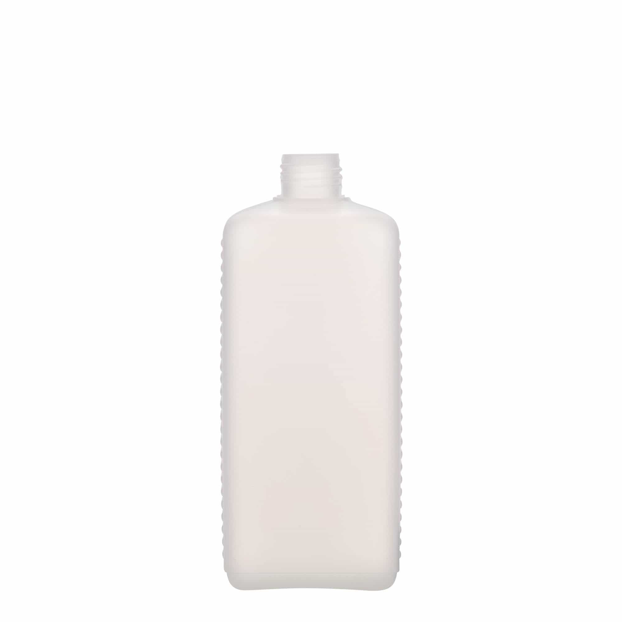 500 ml Bottiglia rettangolare, rettangolare, plastica HDPE, naturale, imboccatura: DIN 25 EPE 500 ml Bottiglia rettangolare, rettangolare, plastica HDPE, naturale, imboccatura: DIN 25 EPE