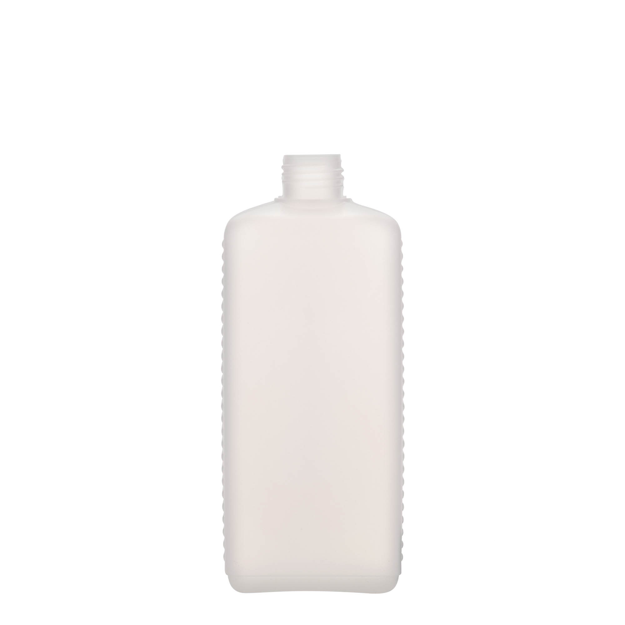 Contenitore da 500 ml, rettangolare, plastica HDPE, naturale, bocca: DIN 25 EPE