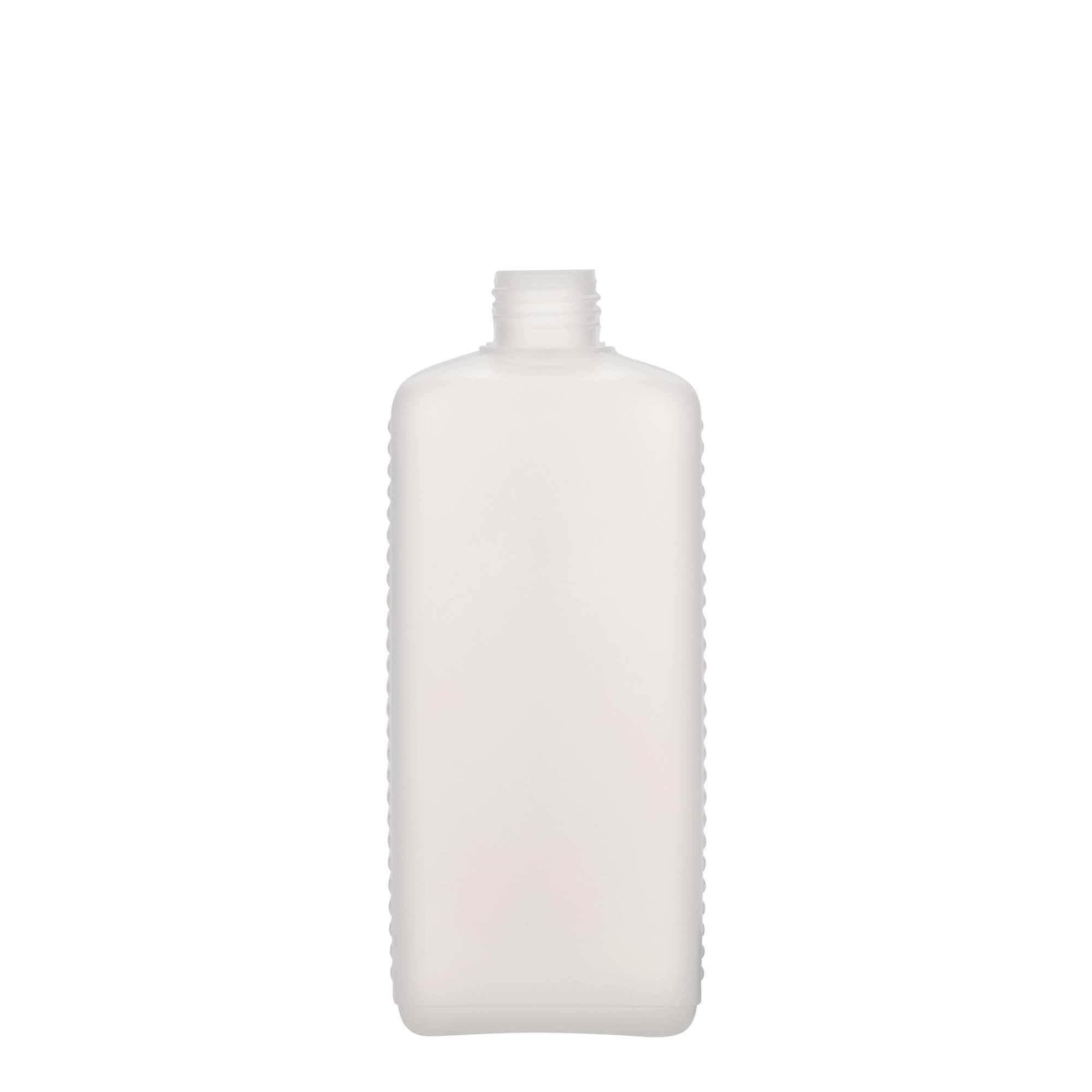 Contenitore da 500 ml, rettangolare, plastica HDPE, naturale, bocca: DIN 25 EPE