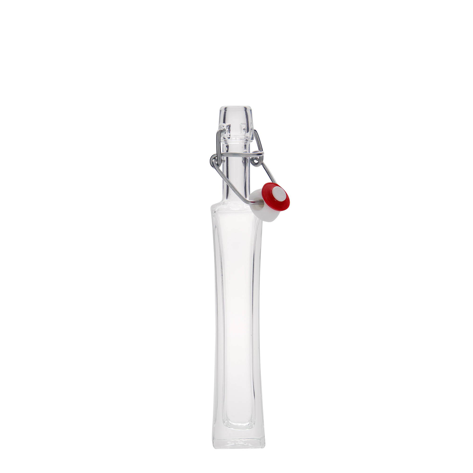 Bottiglia di vetro da 40 ml 'Koko', quadrata, bocca: chiusura a leva Bottiglia di vetro da 40 ml 'Koko', quadrata, bocca: chiusura a leva