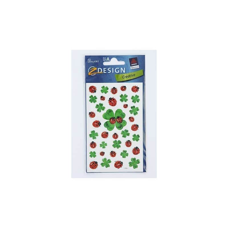 Adesivi 'Coccinella e trifogli', carta, multicolore Adesivi 'Coccinella e trifogli', carta, multicolore