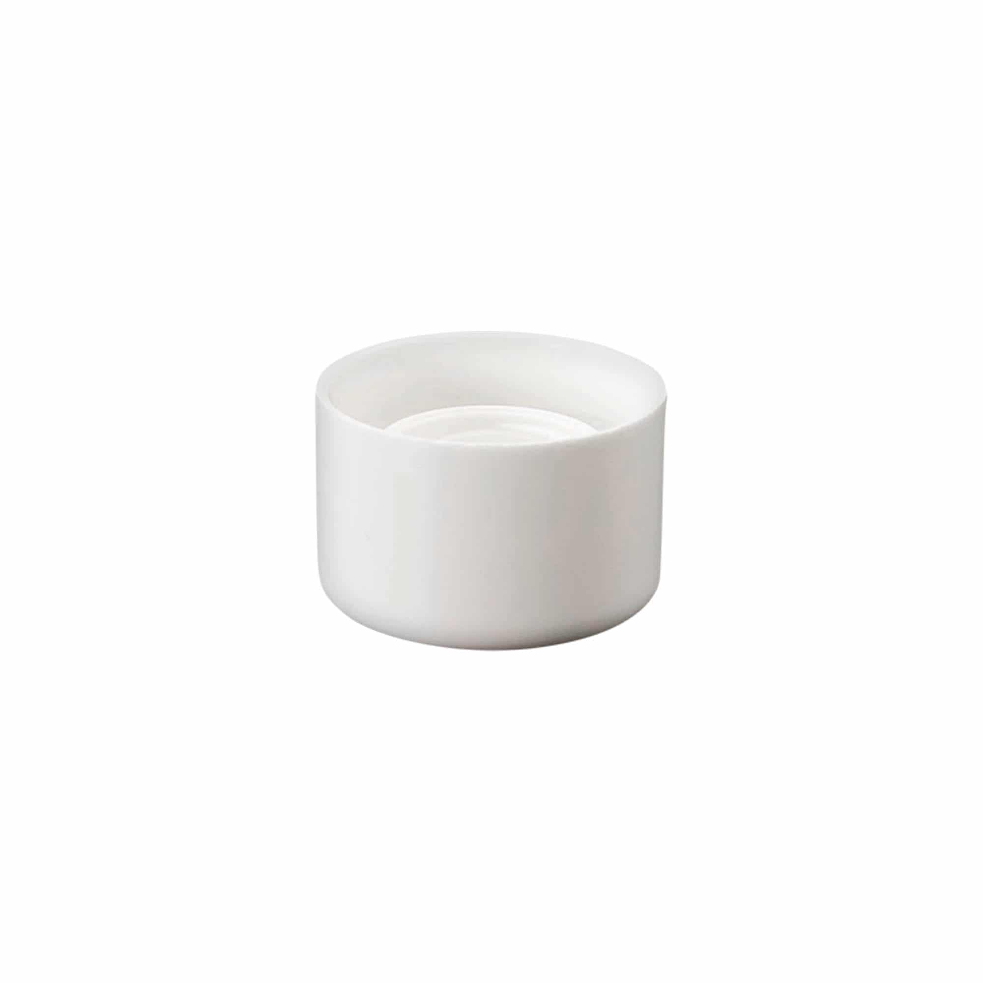 Tappo a vite per bottiglia rotonda con inserto a siringa, plastica PE, bianco, per bocca: DIN 18