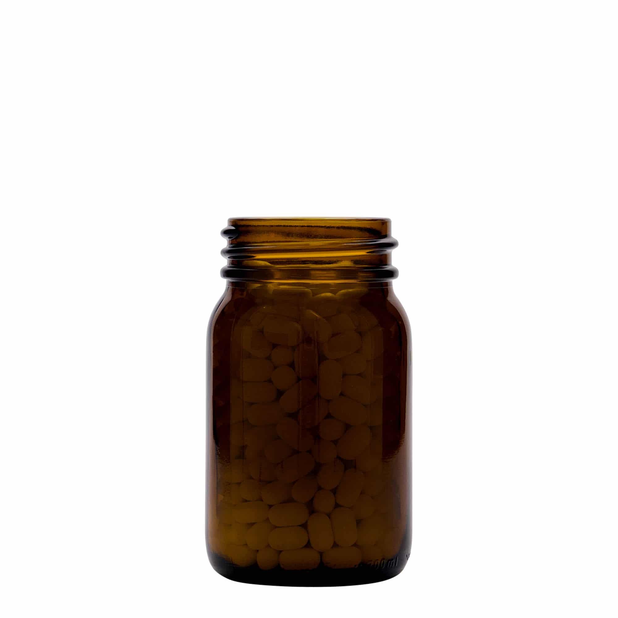 200 ml Vasetto di vetro a bocca larga, marrone, imboccatura: DIN 55