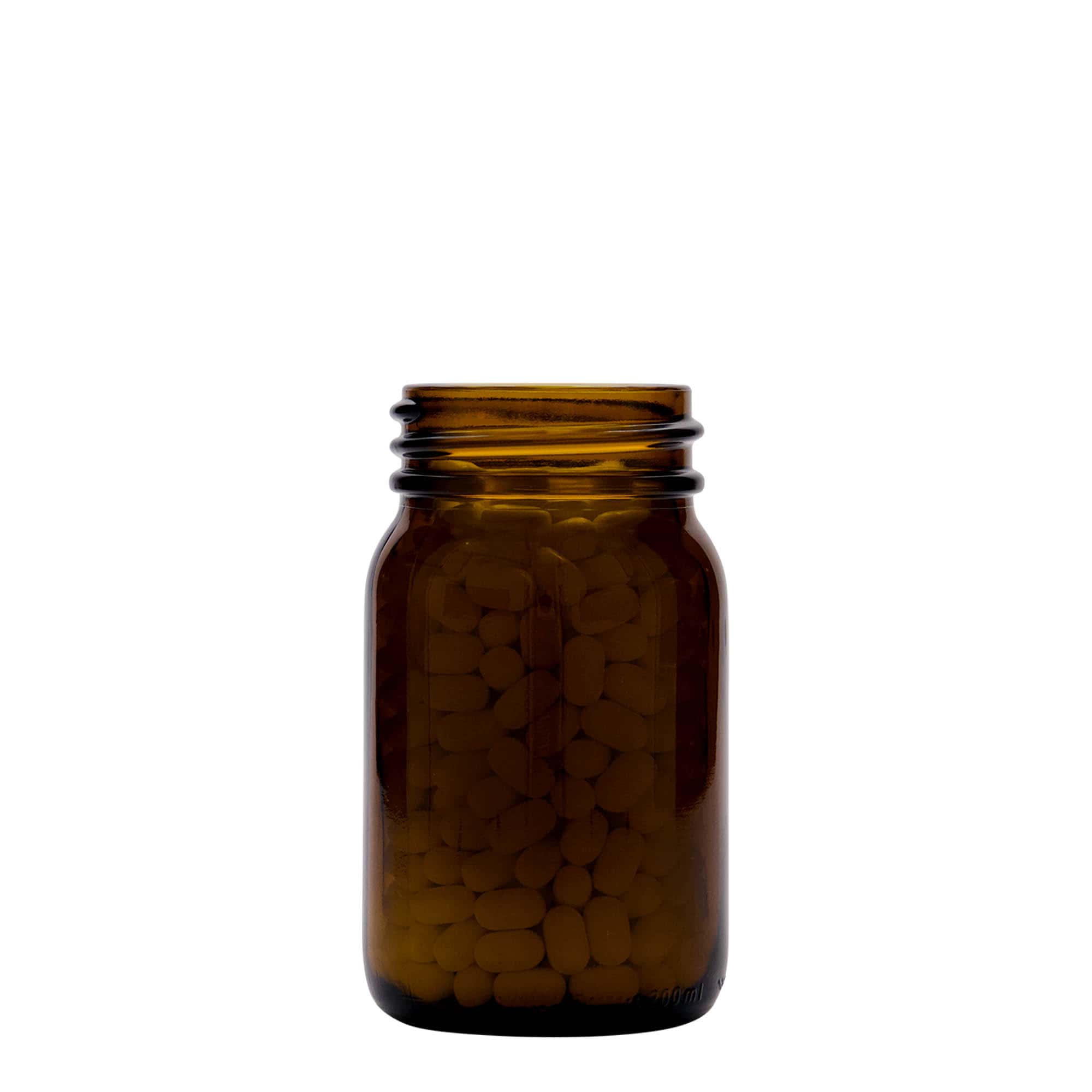 200 ml barattolo a bocca larga, marrone, bocca: DIN 55