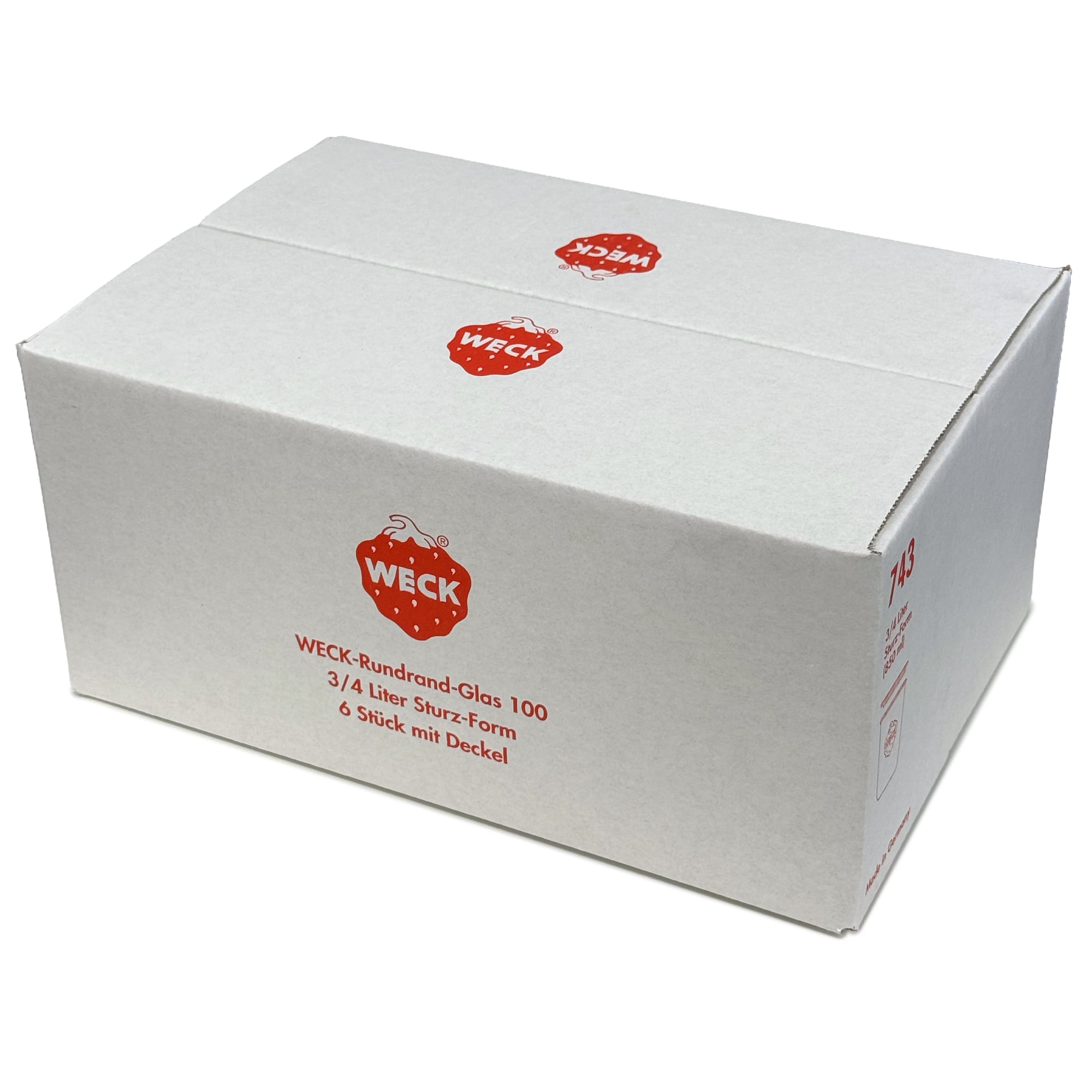 6x 850 ml vaso WECK a bocca larga con coperchio in vetro RR 100