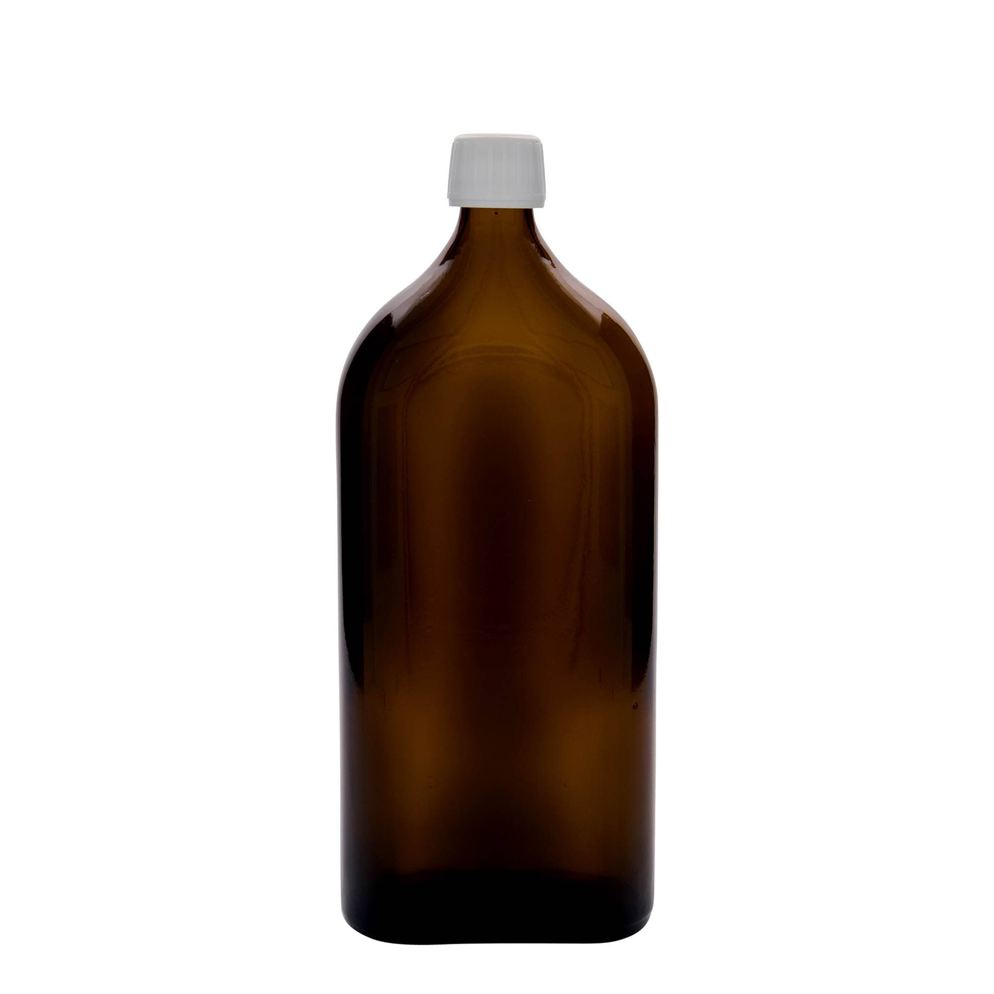 1.000 ml bottiglia medicinale Meplat, ovale, vetro, marrone, bocca: PP 28
