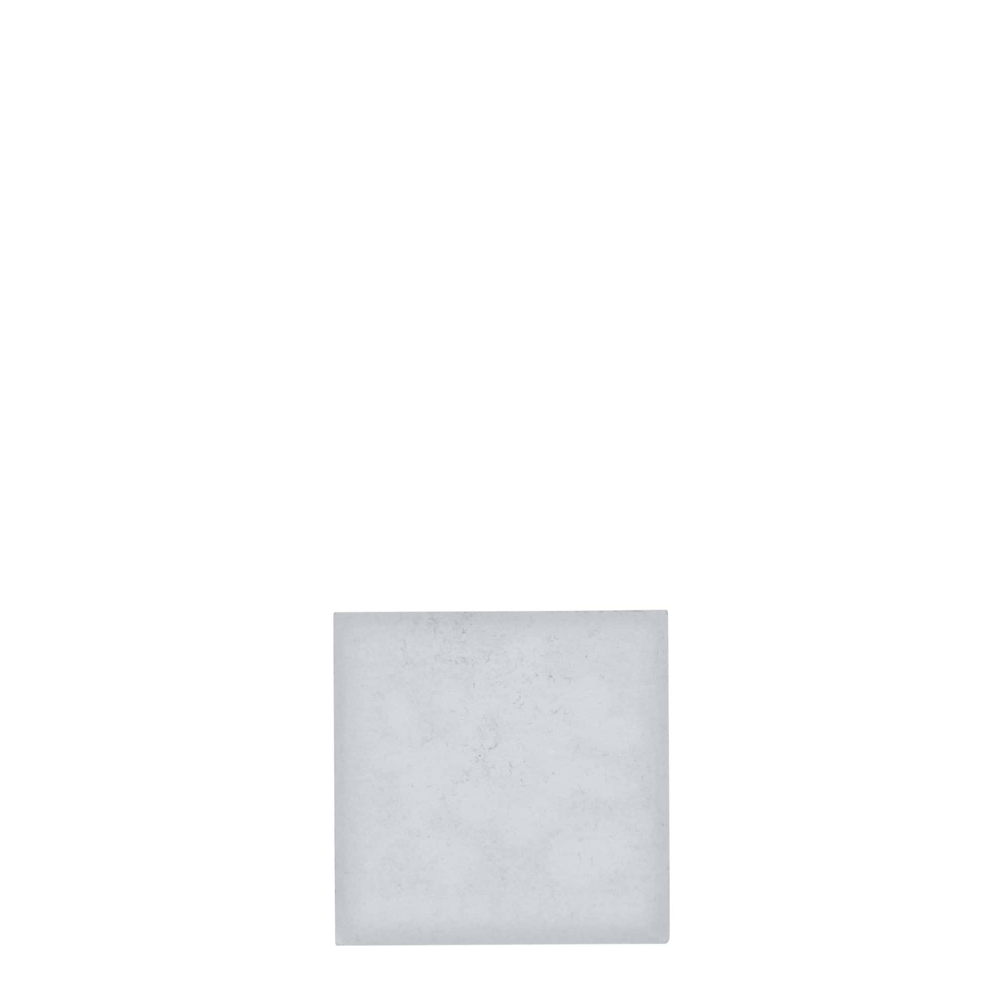 Etichetta in stagno 'Mirtillo', quadrata, metallo, argento