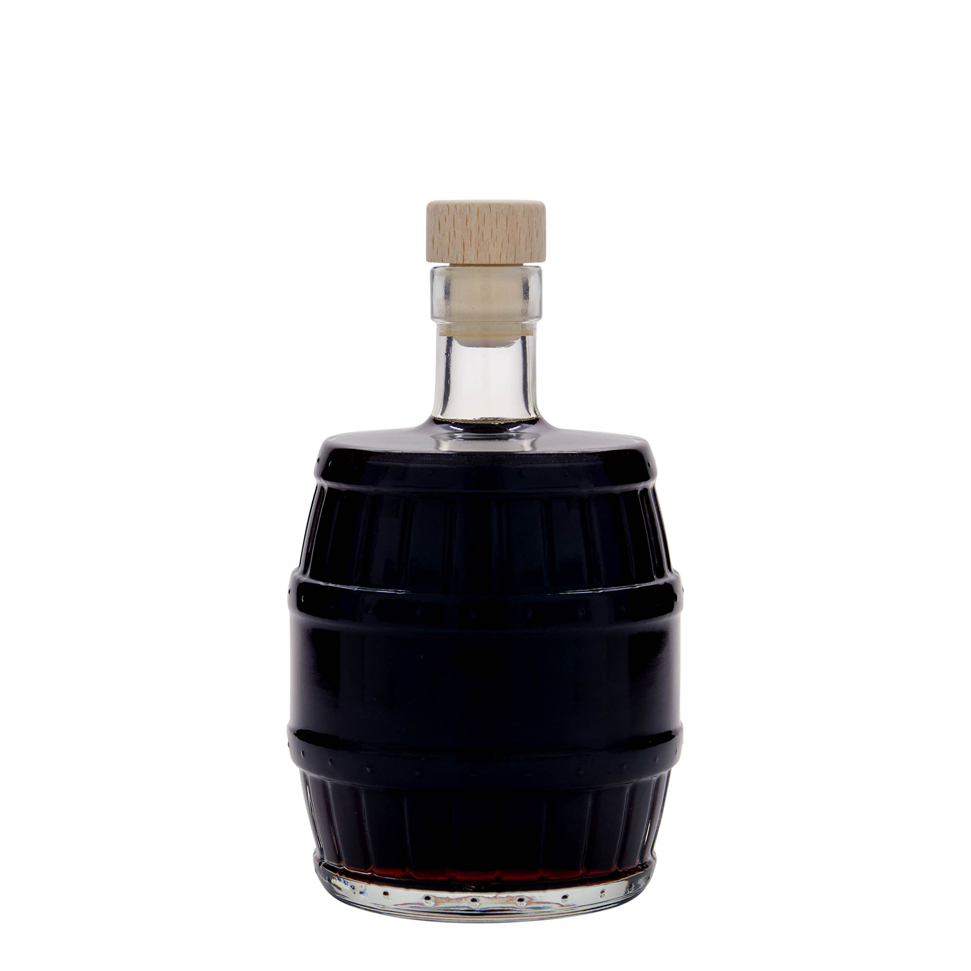 Bottiglia di vetro da 500 ml 'barile', bocca: sughero Bottiglia di vetro da 500 ml 'barile', bocca: sughero