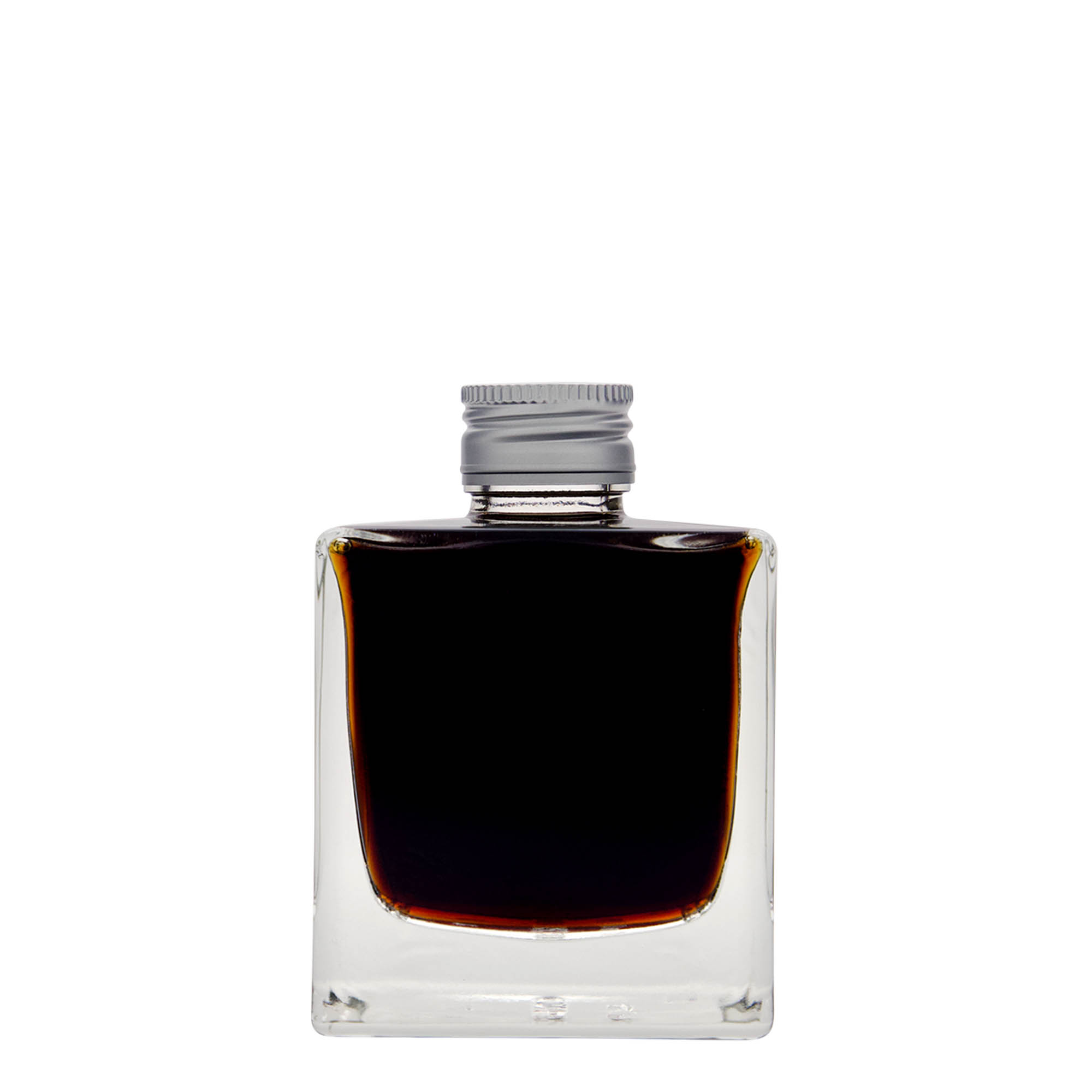 Bottiglia di vetro da 200 ml 'Cube', quadrata, bocca: PP 28 Bottiglia di vetro da 200 ml 'Cube', quadrata, bocca: PP 28