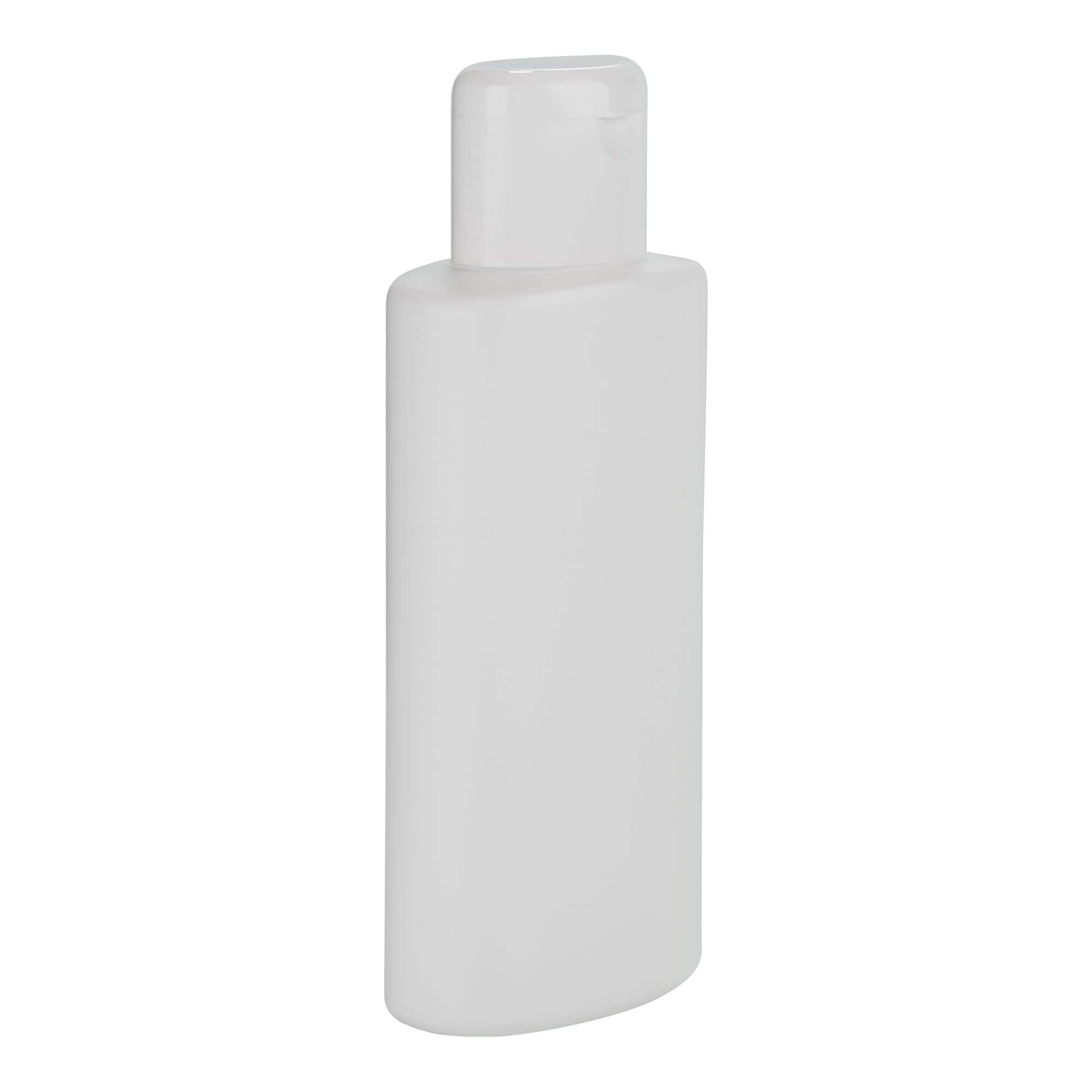 Bottiglia in plastica da 250 ml 'Indy', ovale, HDPE, bianca, bocca: chiusura a vite Bottiglia in plastica da 250 ml 'Indy', ovale, HDPE, bianca, bocca: chiusura a vite