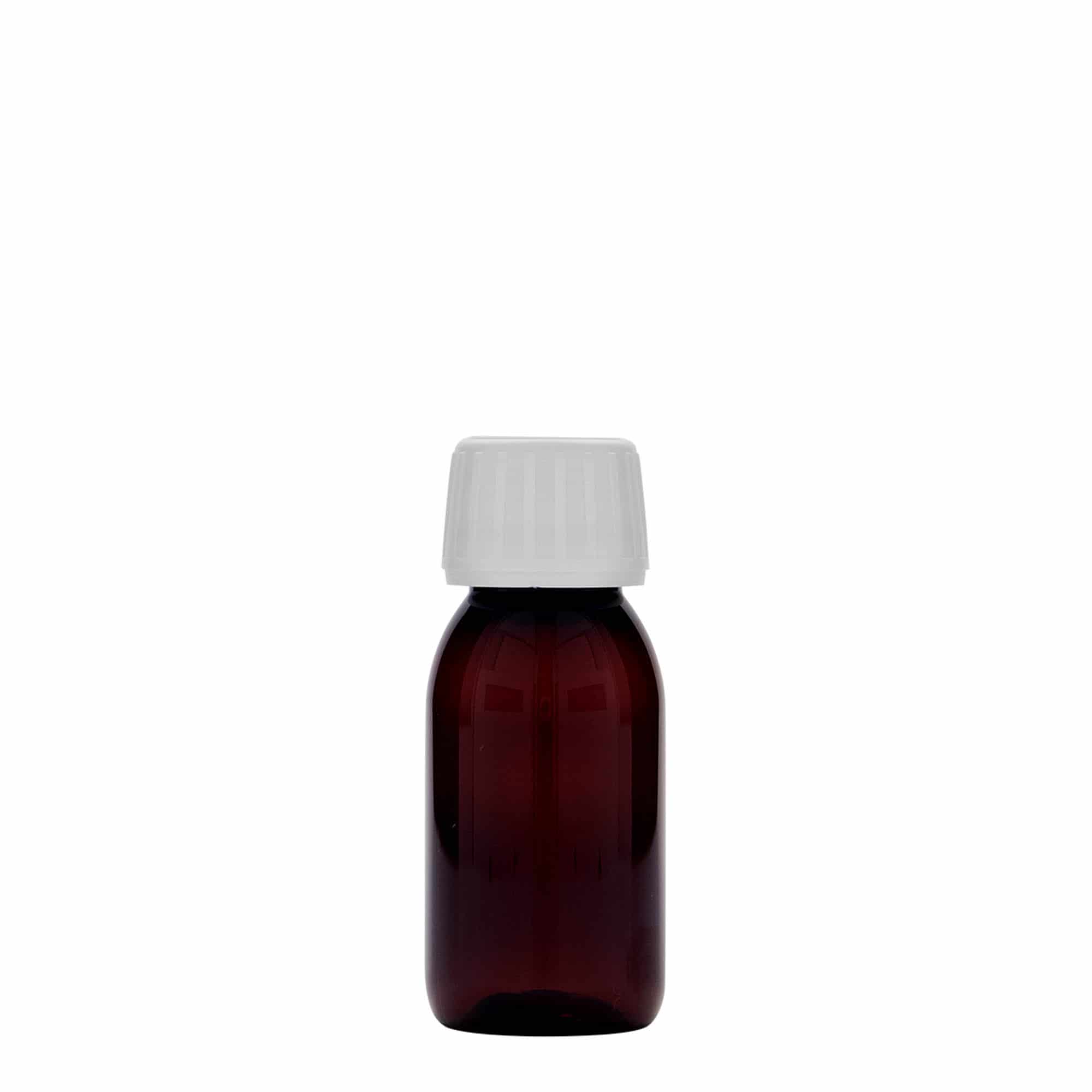 60 ml Flacone farmaceutico PET, marrone, plastica, imboccatura: PP 28