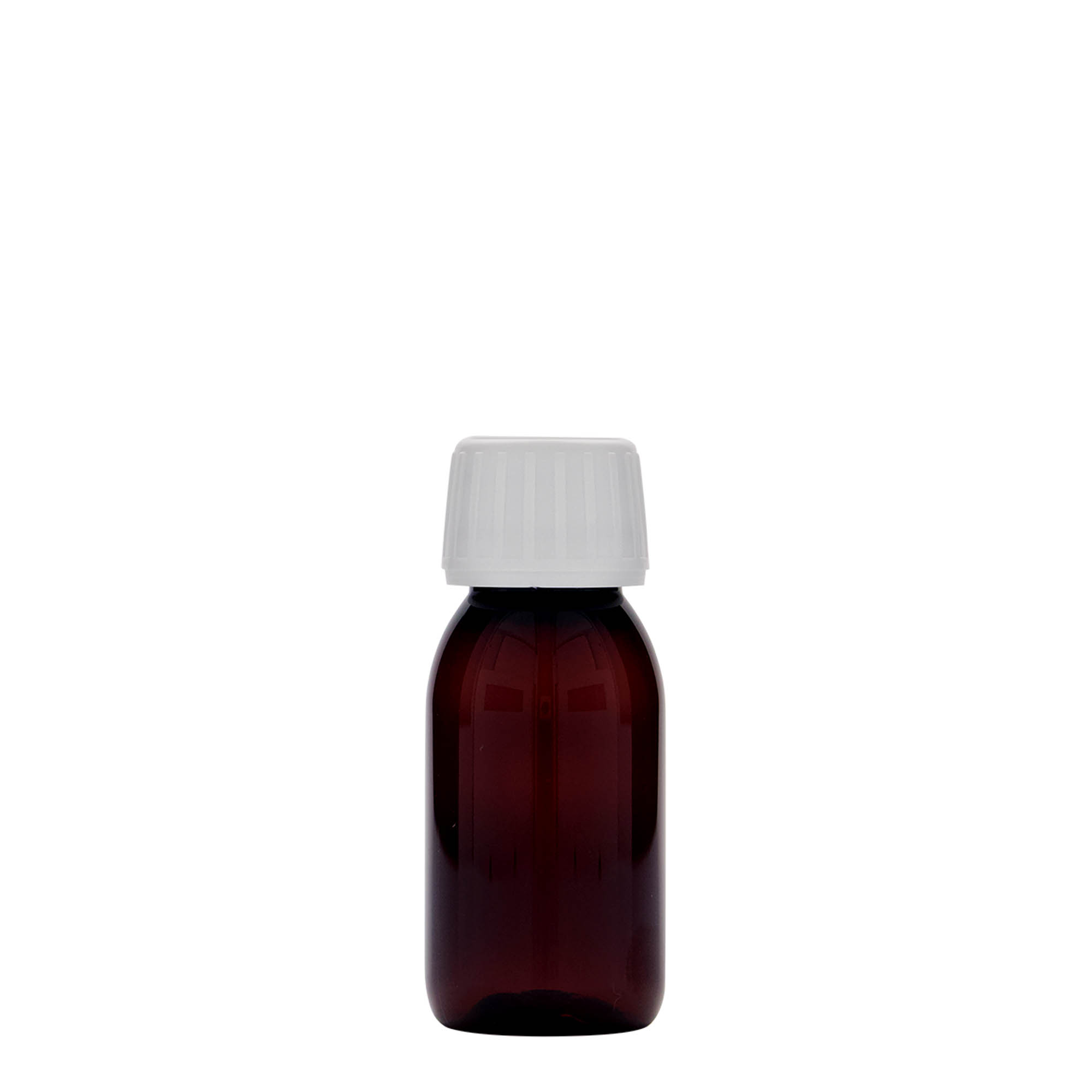 Bottiglia medica in PET da 60 ml, marrone, plastica, bocca: PP 28 Bottiglia medica in PET da 60 ml, marrone, plastica, bocca: PP 28