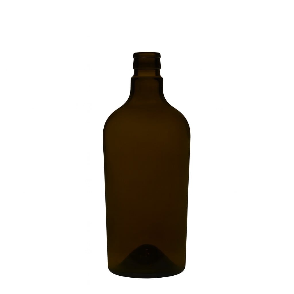Bottiglia per aceto/olio da 750 ml 'Oleum', vetro, verde antico, bocca: DOP