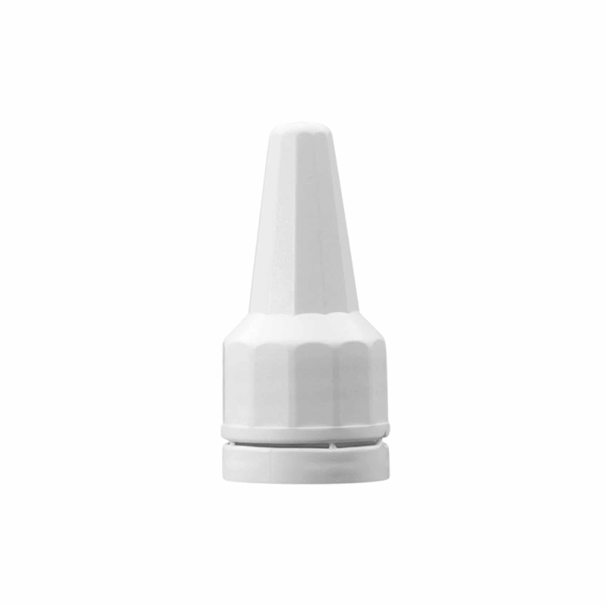 Tappo a vite con applicatore, plastica PE, bianco, per bocca: DIN 18