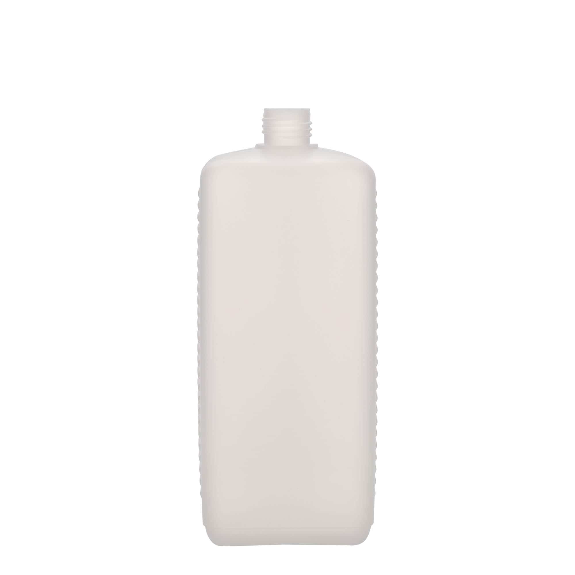 1.000 Bottiglia rettangolare, plastica HDPE, naturale, imboccatura: DIN 25 EPE