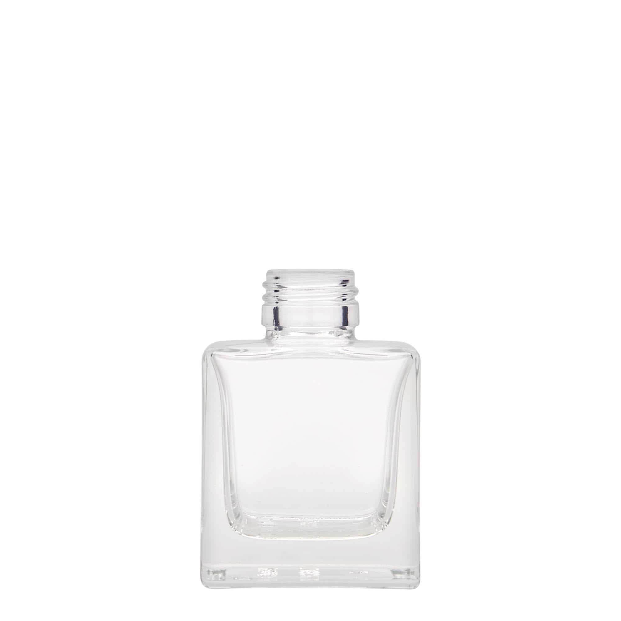 100 ml Bottiglia di vetro 'Cube', quadrata, imboccatura: PP 28 100 ml Bottiglia di vetro 'Cube', quadrata, imboccatura: PP 28