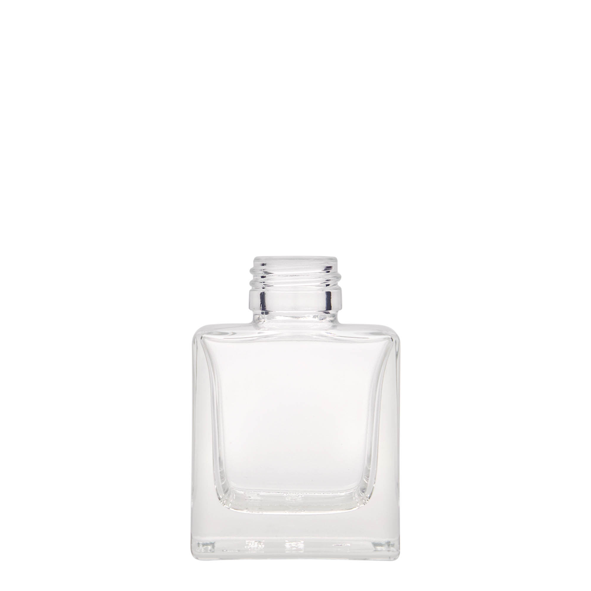 Bottiglia di vetro da 100 ml 'Cube', quadrata, bocca: PP 28 Bottiglia di vetro da 100 ml 'Cube', quadrata, bocca: PP 28