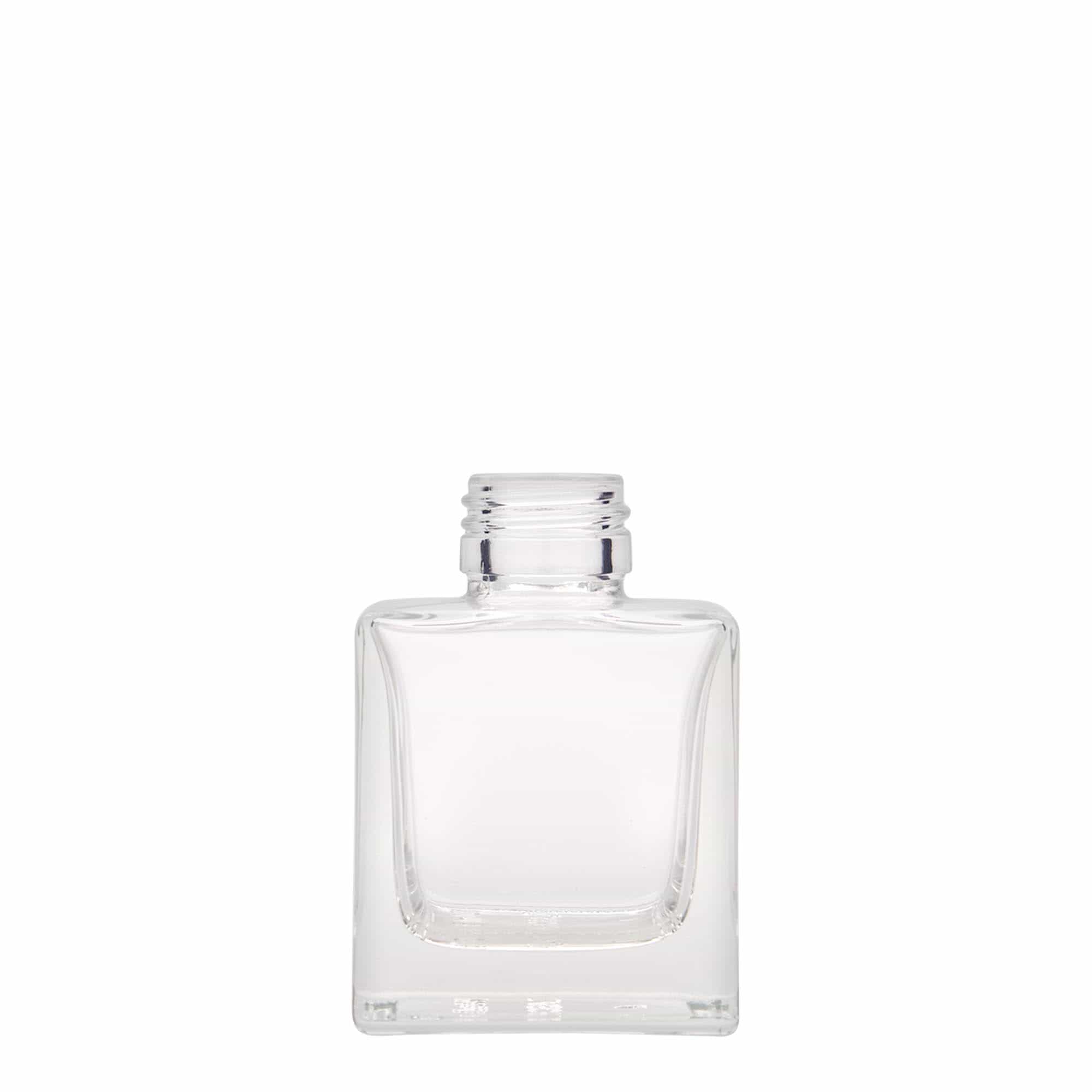 Bottiglia di vetro da 100 ml 'Cube', quadrata, bocca: PP 28