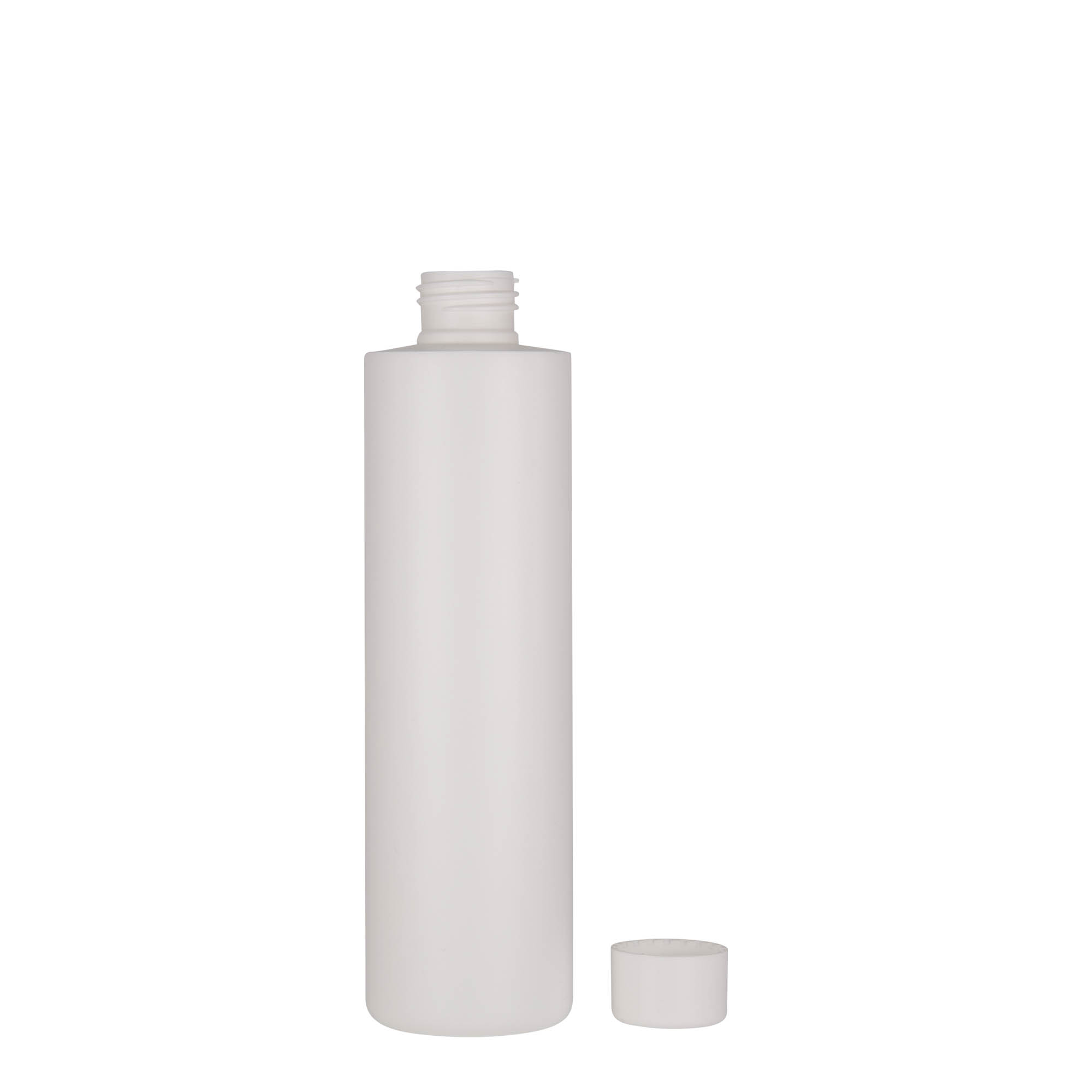 Bottiglia in plastica da 250 ml 'Pipe', HDPE, bianca, bocca: 24/410 Bottiglia in plastica da 250 ml 'Pipe', HDPE, bianca, bocca: 24/410