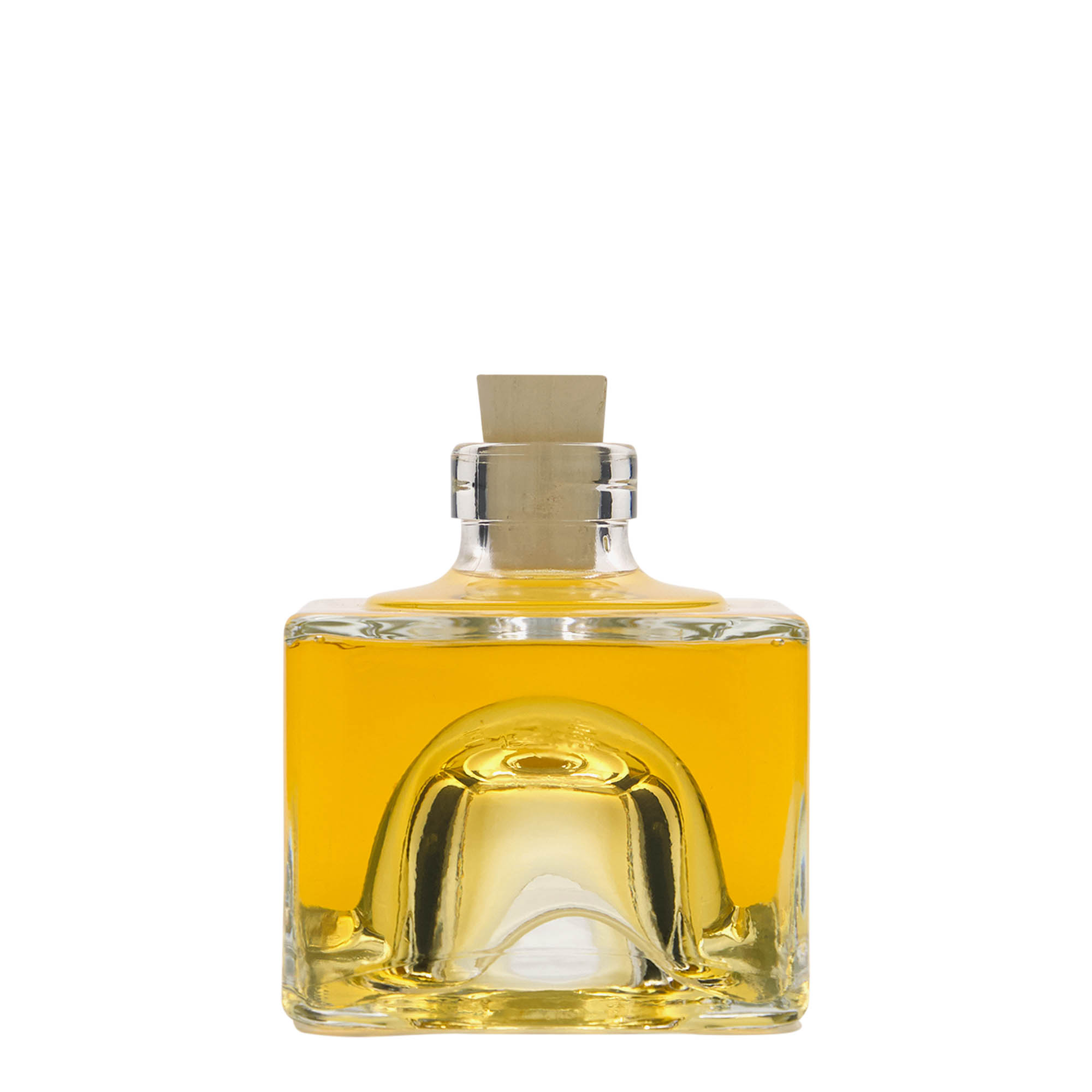 Bottiglia di vetro da 200 ml 'Cocolores', quadrata, bocca: sughero Bottiglia di vetro da 200 ml 'Cocolores', quadrata, bocca: sughero