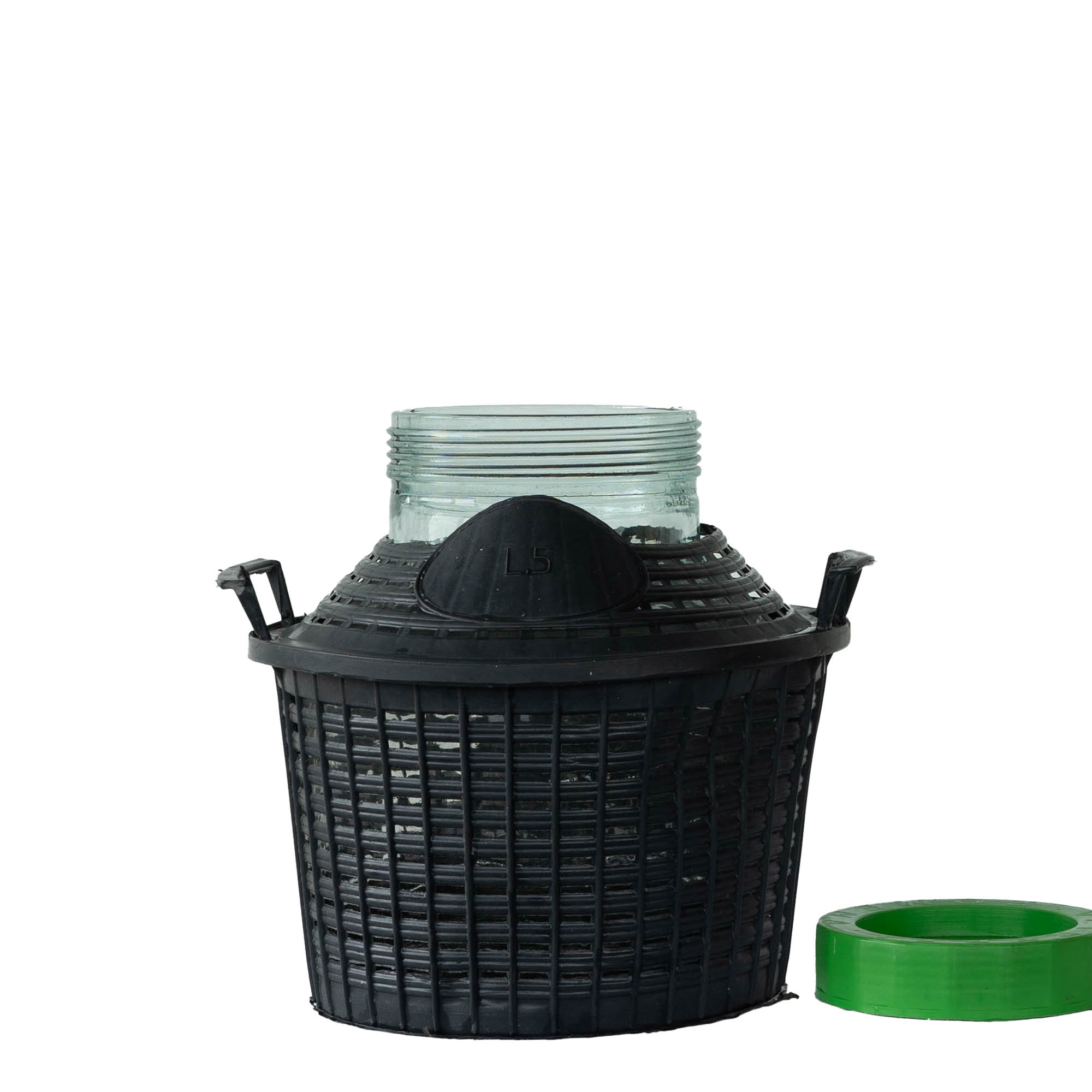 Bombola a pallone da 5 l, collo largo, vetro, bocca: chiusura a vite Bombola a pallone da 5 l, collo largo, vetro, bocca: chiusura a vite