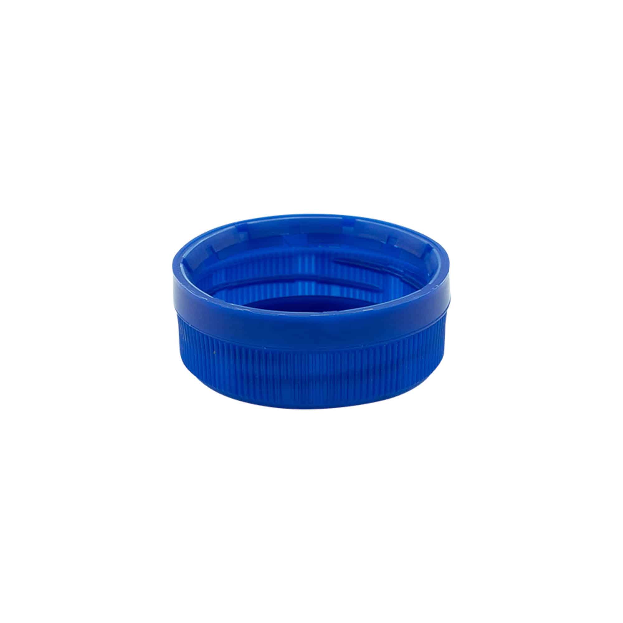 Tappo a vite con filetto doppio, plastica PE, blu, per bocca: PET 38 mm